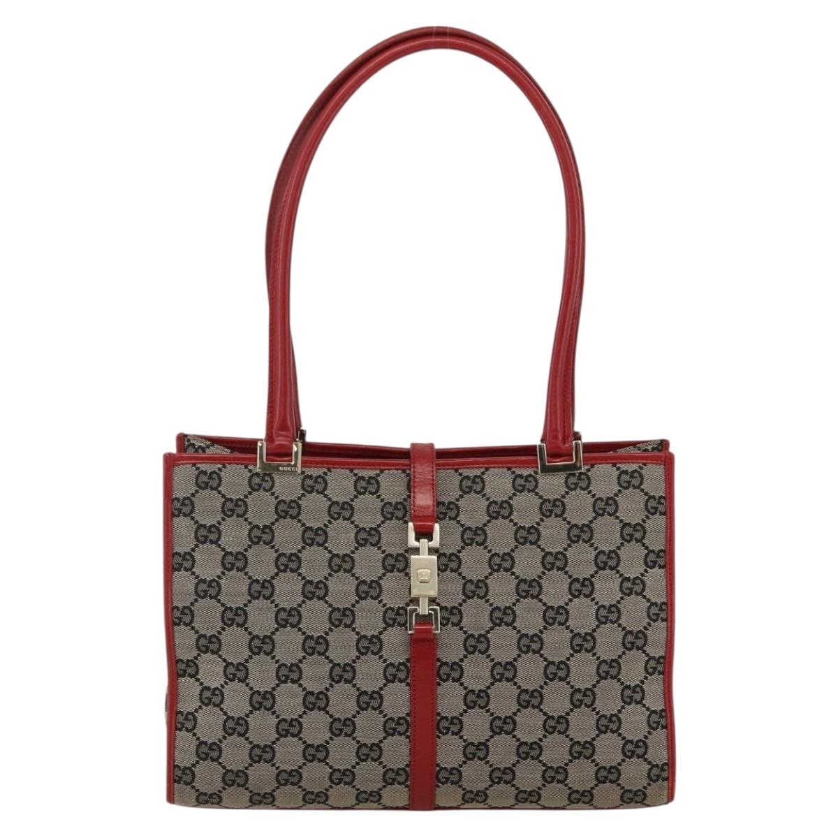 GUCCI GG Canvas Jackie Hand Bag Gold Navy 002 1073 3444 Auth ep13616