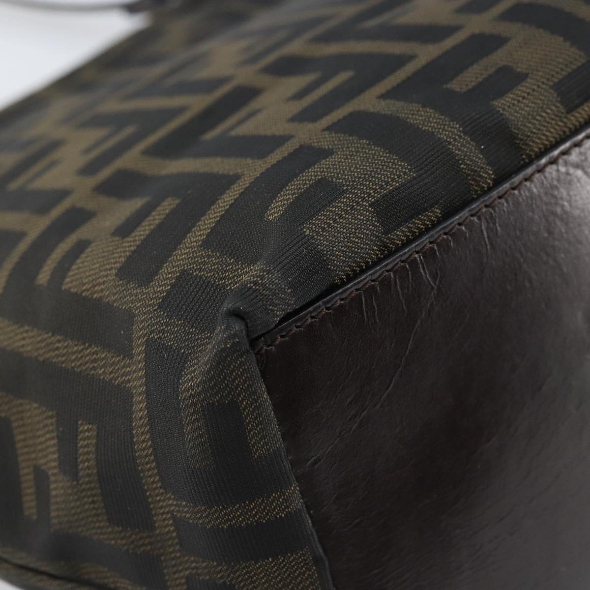 FENDI Zucca Canvas Hand Bag Black Brown Auth ep13621