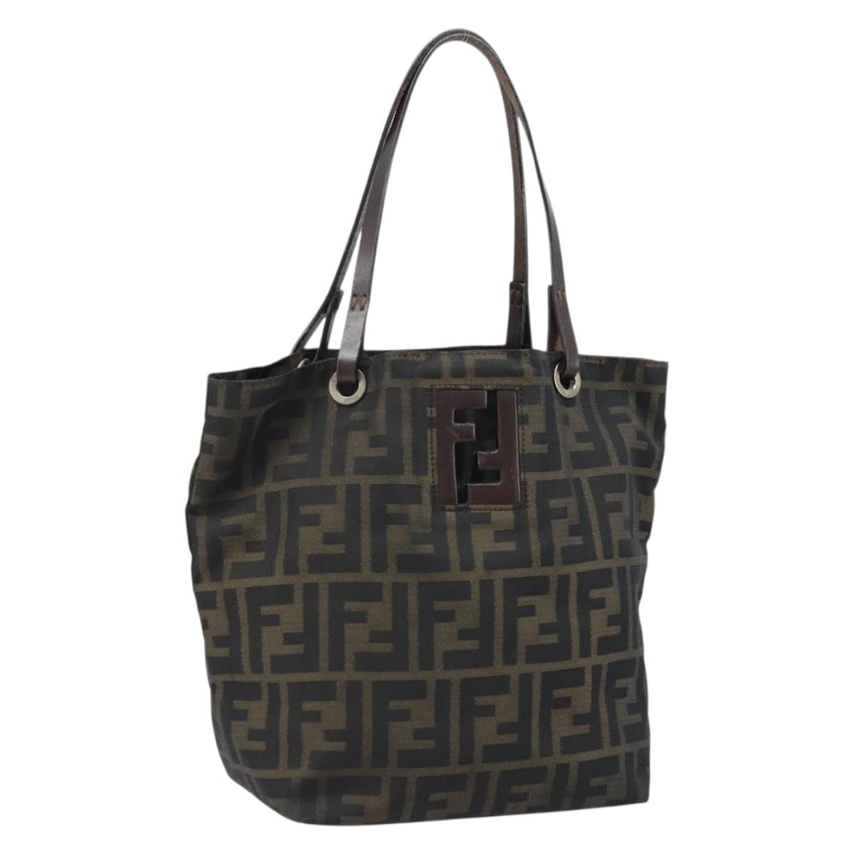 FENDI Zucca Canvas Hand Bag Black Brown Auth ep13621