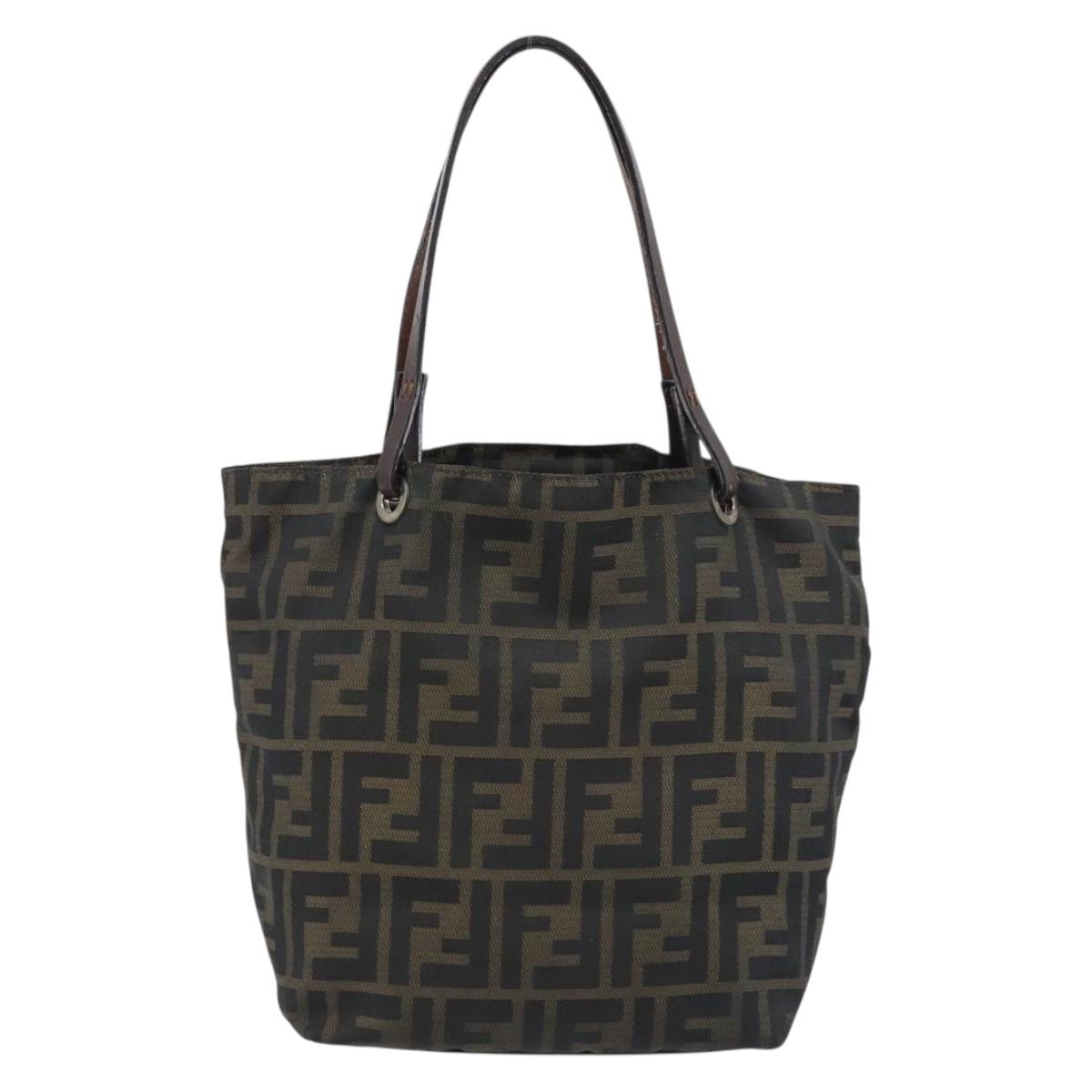 FENDI Zucca Canvas Hand Bag Black Brown Auth ep13621