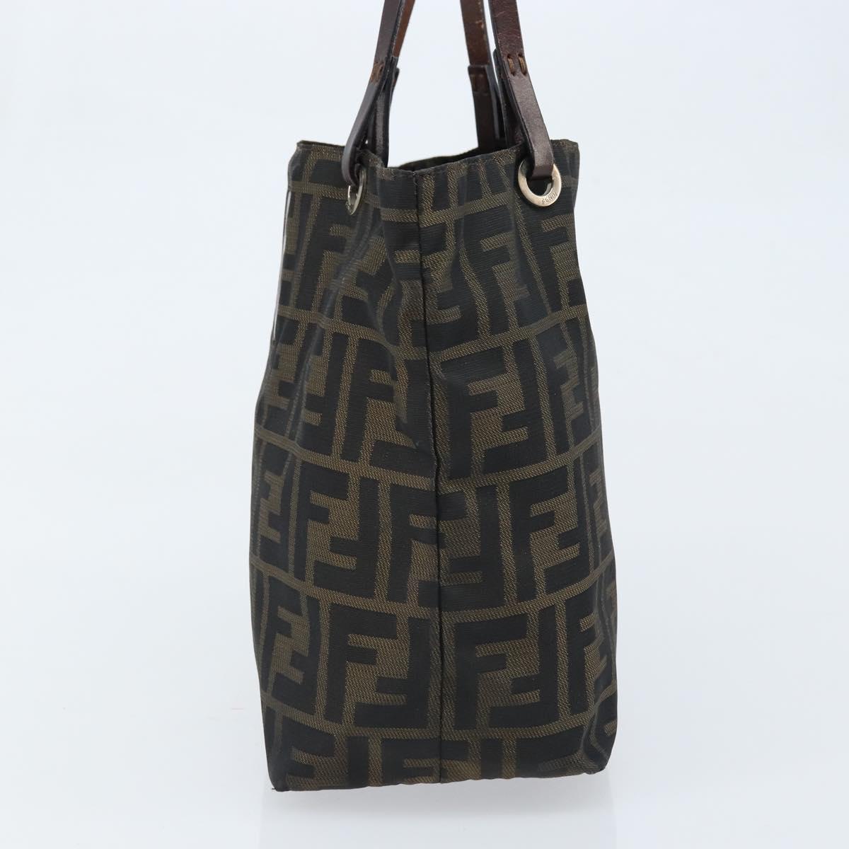FENDI Zucca Canvas Hand Bag Black Brown Auth ep13621