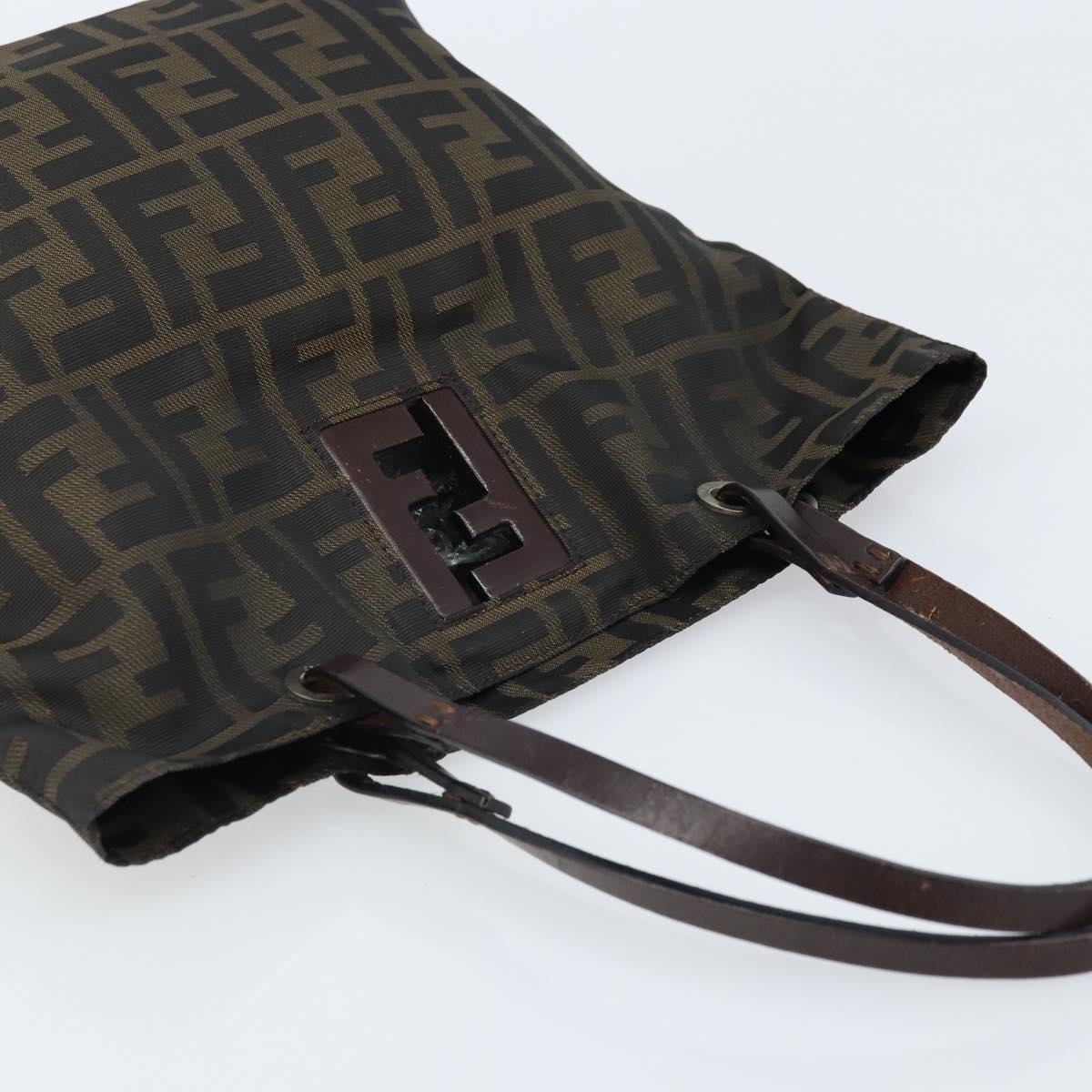 FENDI Zucca Canvas Hand Bag Black Brown Auth ep13621