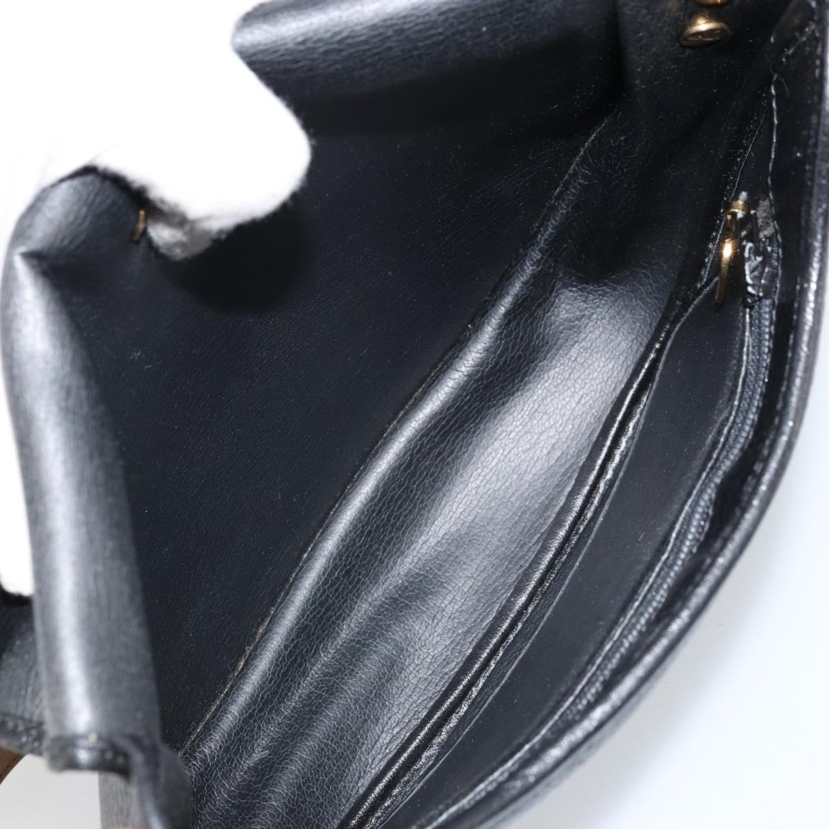 Christian Dior Shoulder Bag Leather Black Gold Auth ep13624