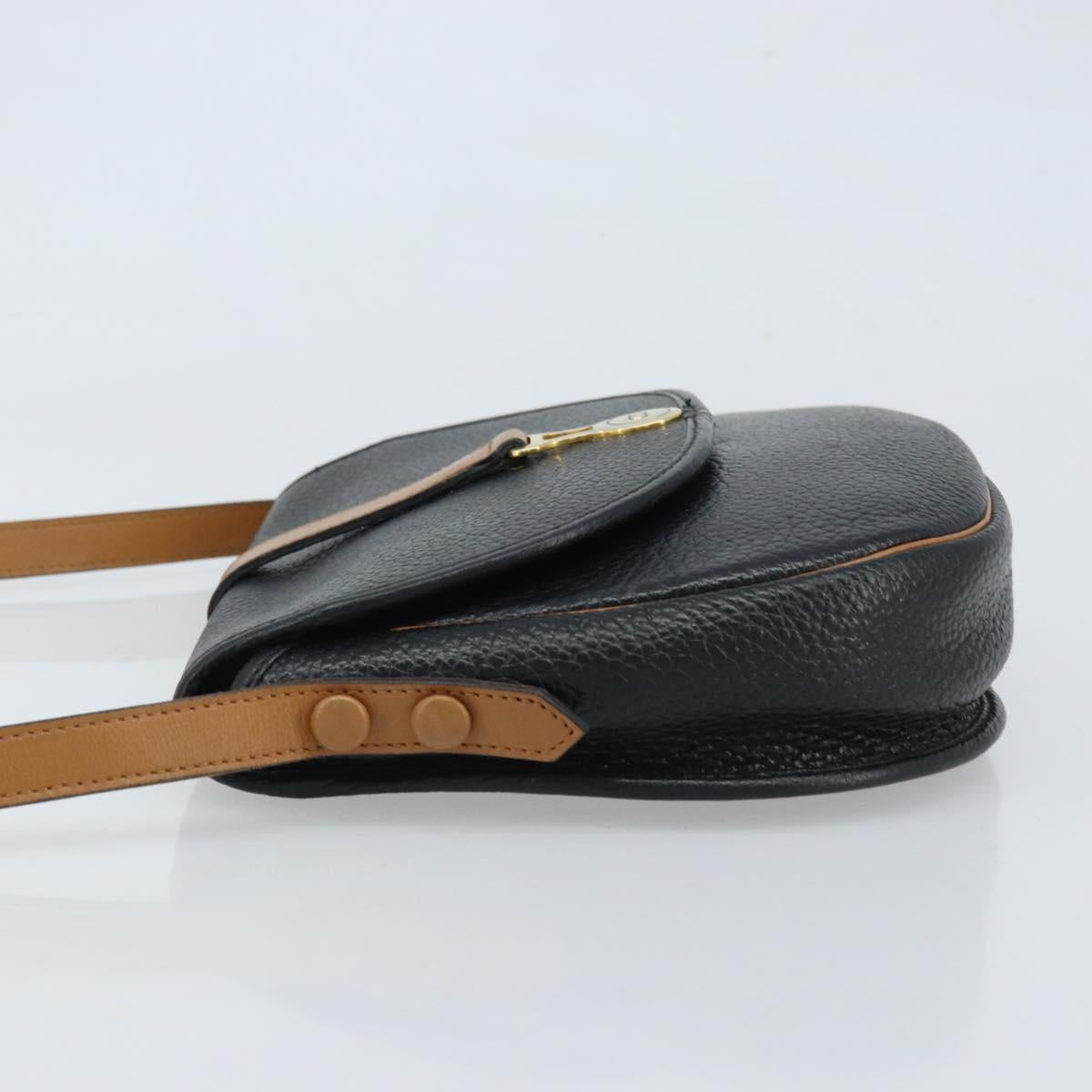 Christian Dior Shoulder Bag Leather Black Gold Auth ep13624