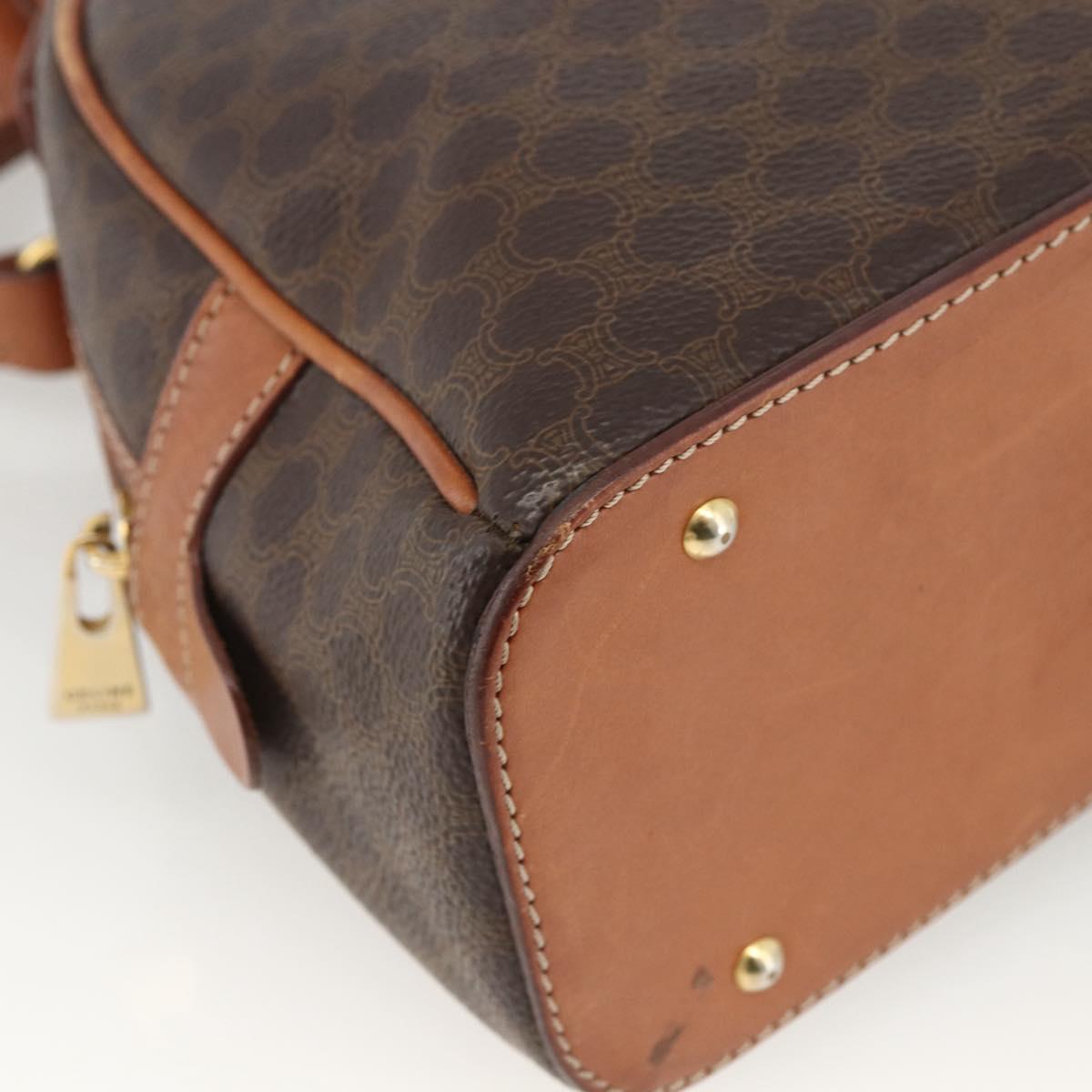 CELINE Macadam Canvas Hand Bag PVC Leather Brown Gold Auth ep13628