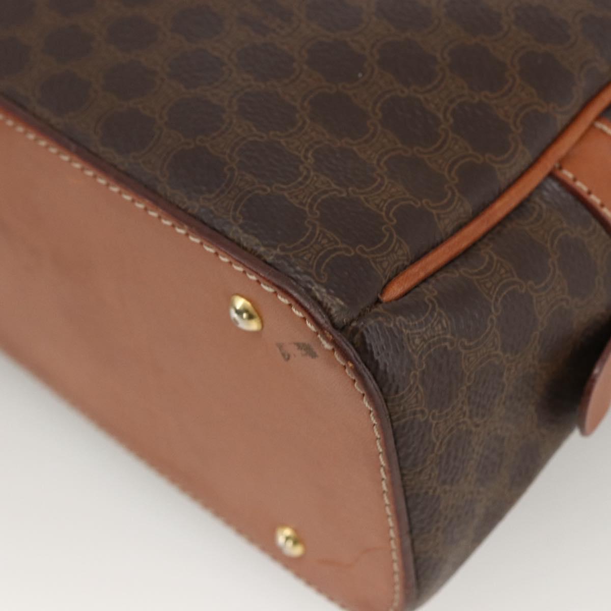 CELINE Macadam Canvas Hand Bag PVC Leather Brown Gold Auth ep13628