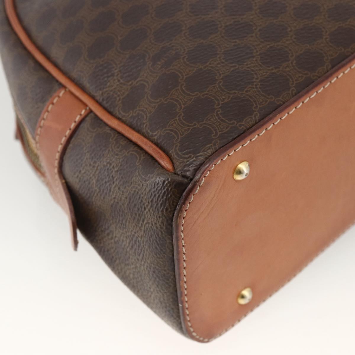 CELINE Macadam Canvas Hand Bag PVC Leather Brown Gold Auth ep13628