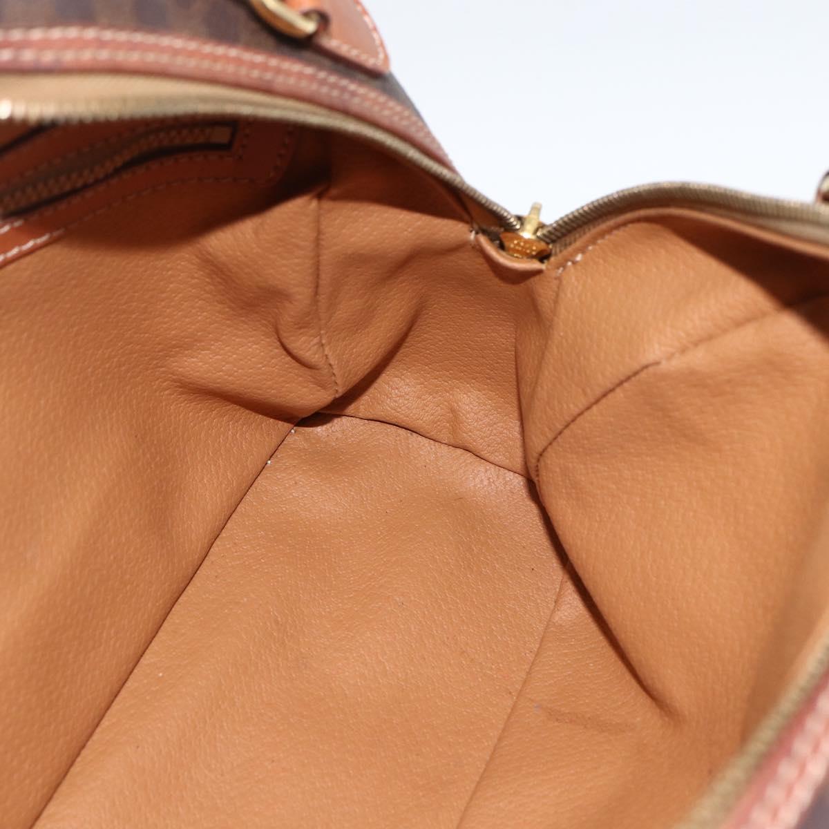 CELINE Macadam Canvas Hand Bag PVC Leather Brown Gold Auth ep13628