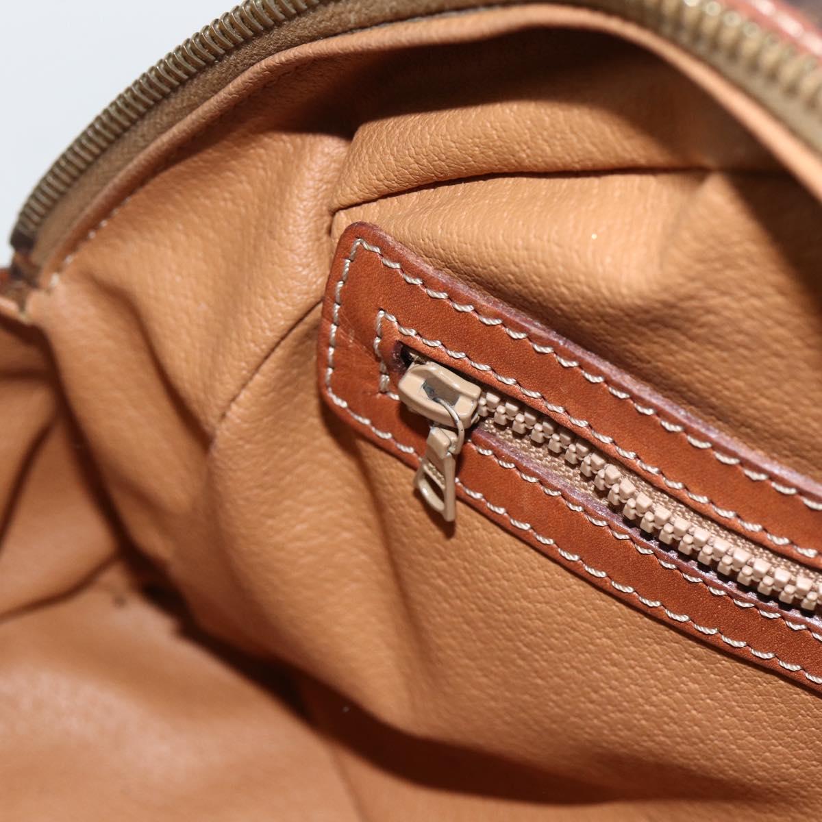 CELINE Macadam Canvas Hand Bag PVC Leather Brown Gold Auth ep13628