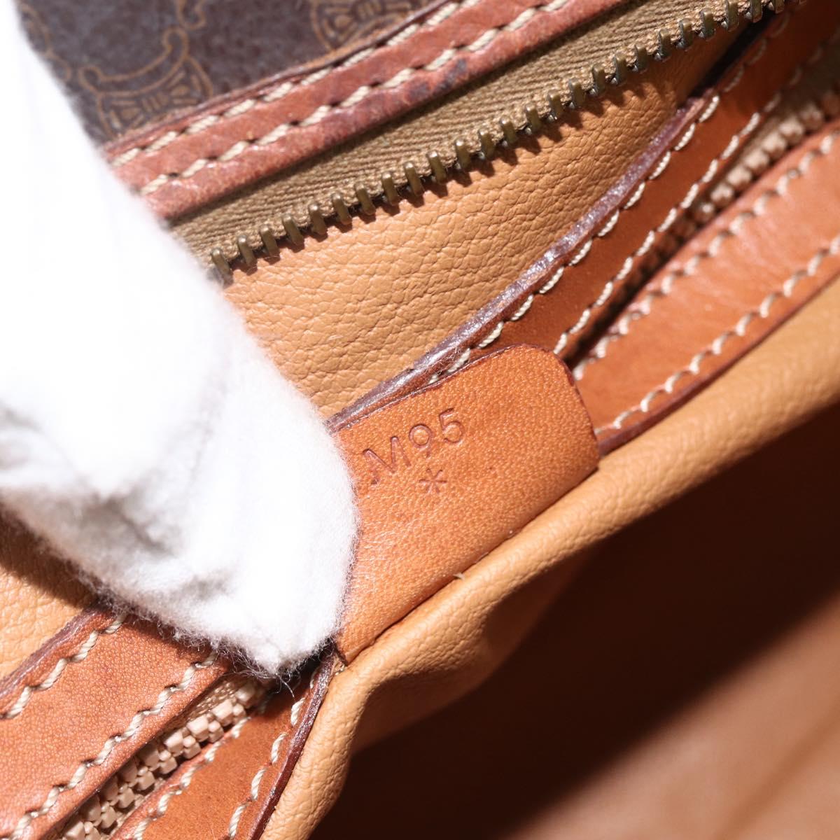 CELINE Macadam Canvas Hand Bag PVC Leather Brown Gold Auth ep13628
