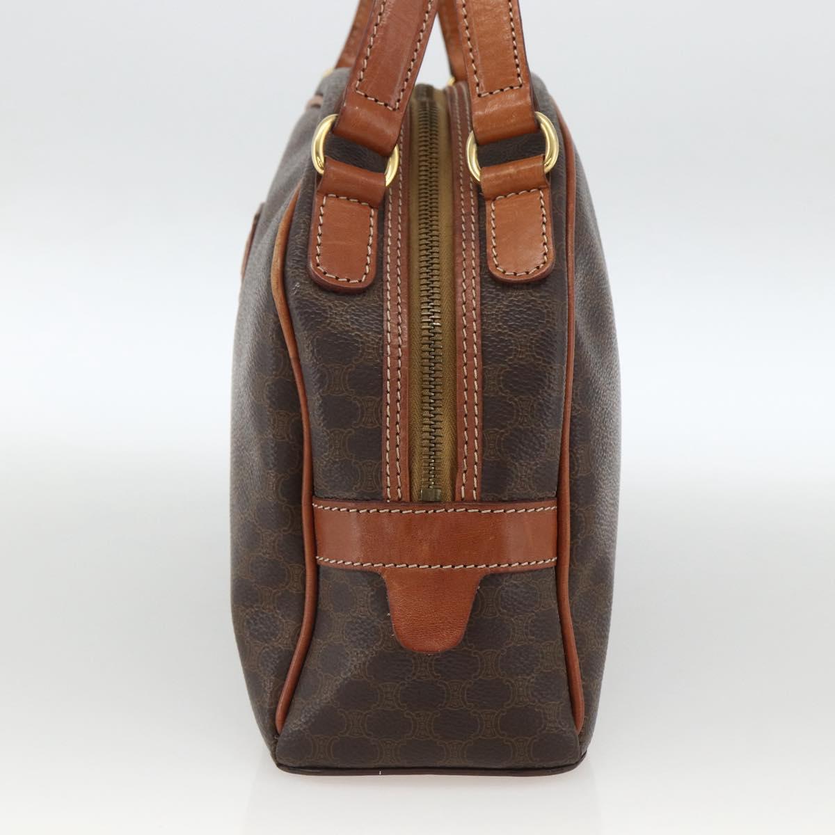 CELINE Macadam Canvas Hand Bag PVC Leather Brown Gold Auth ep13628