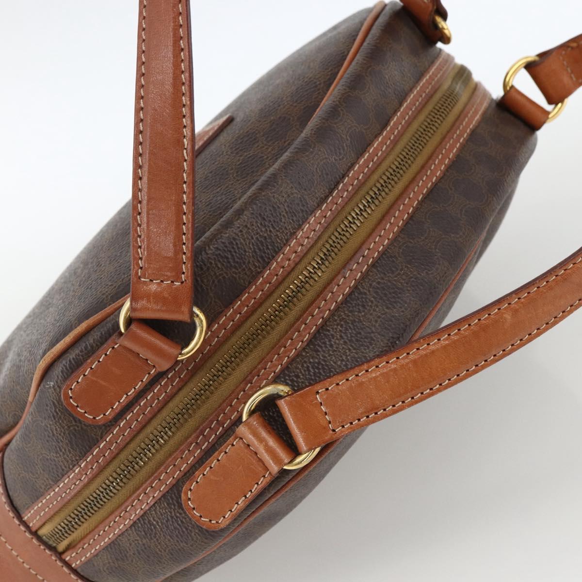 CELINE Macadam Canvas Hand Bag PVC Leather Brown Gold Auth ep13628