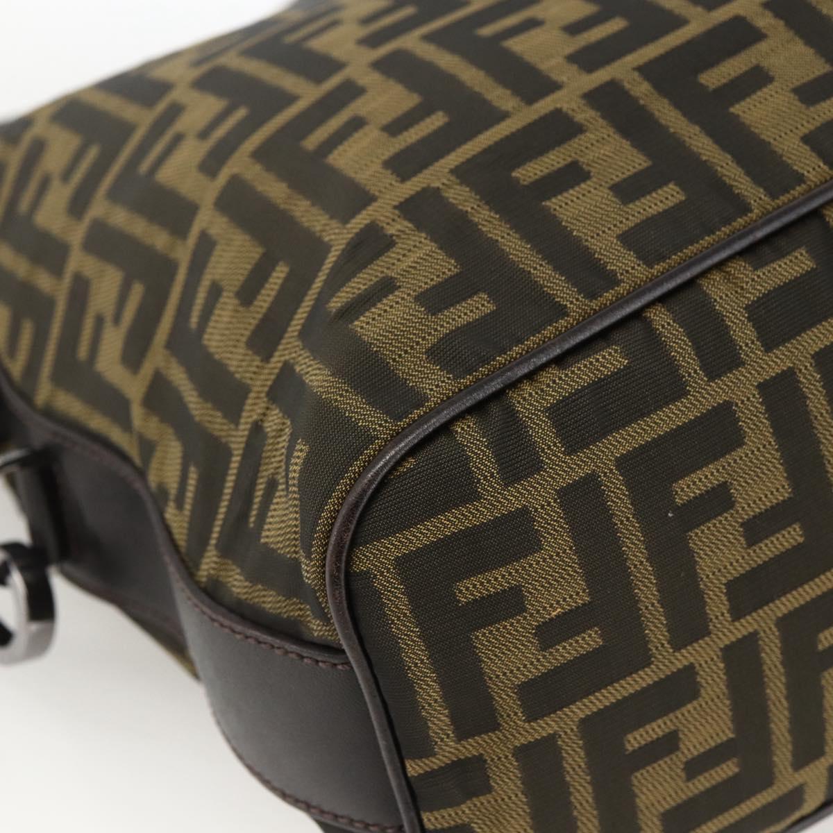 FENDI Zucca Canvas Shoulder Bag Black Brown Auth ep13629V