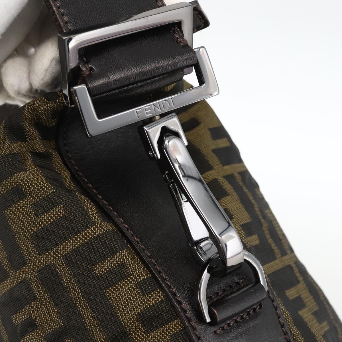 FENDI Zucca Canvas Shoulder Bag Black Brown Auth ep13629V