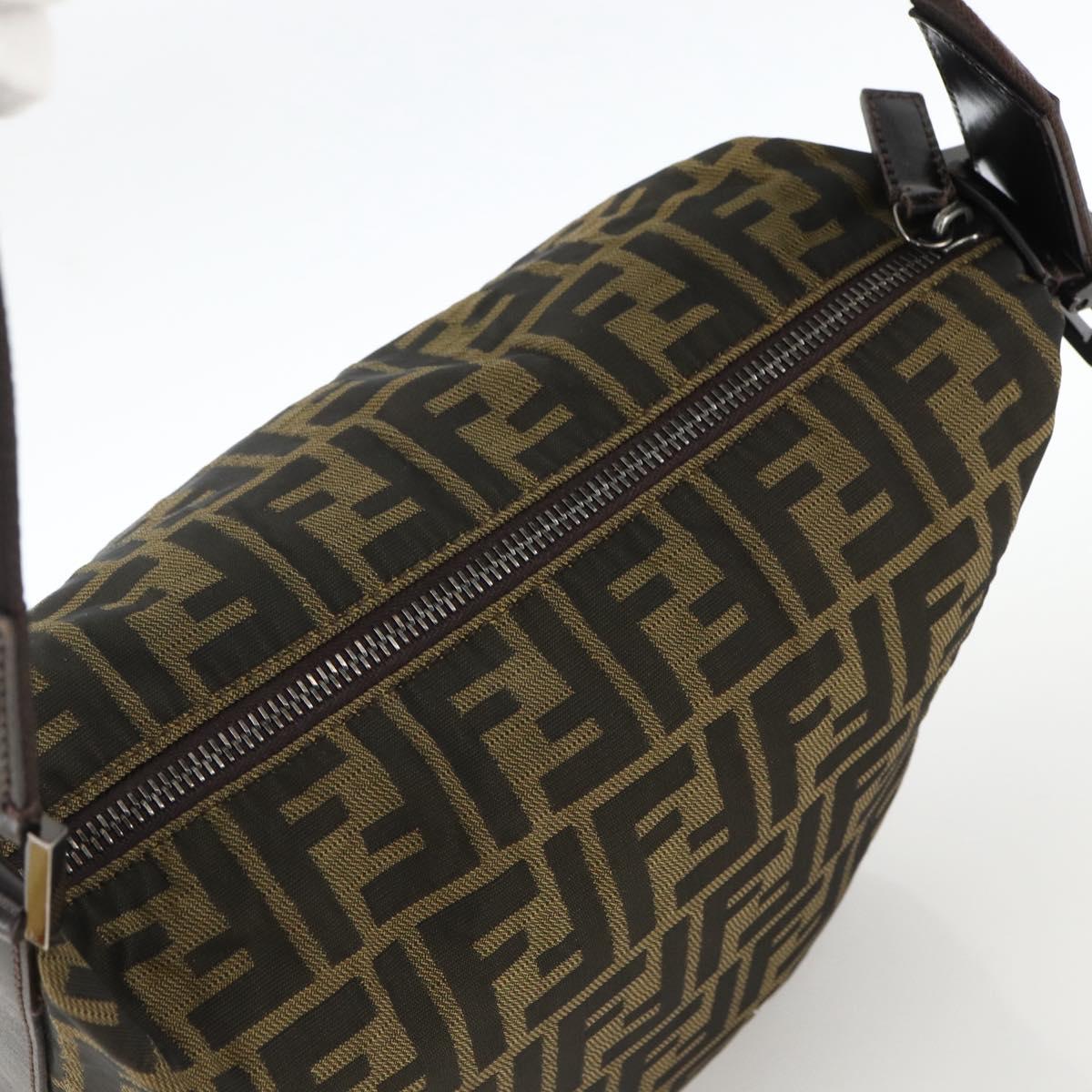 FENDI Zucca Canvas Shoulder Bag Black Brown Auth ep13629V