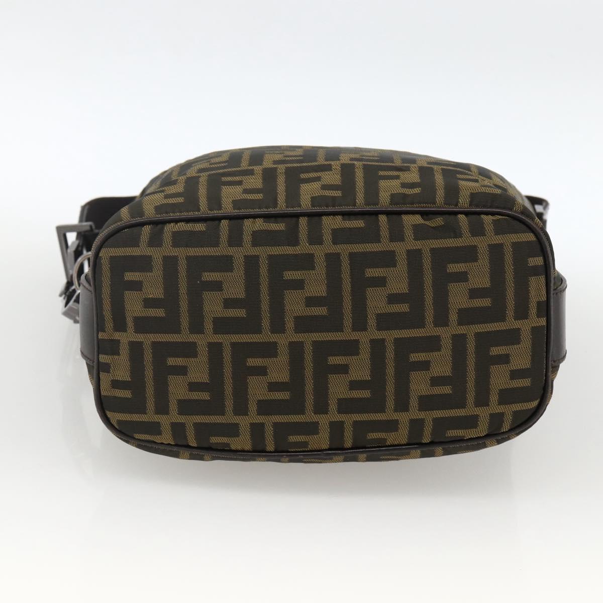 FENDI Zucca Canvas Shoulder Bag Black Brown Auth ep13629V