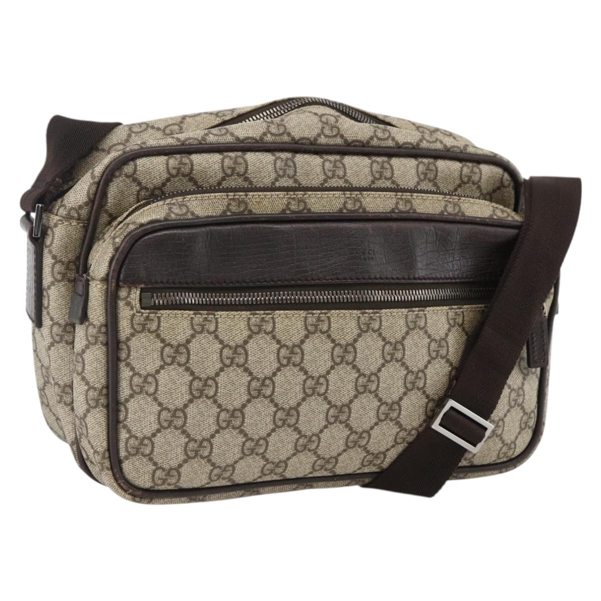 GUCCI GG Supreme Shoulder Bag PVC Beige Silver 114531 Auth ep13633