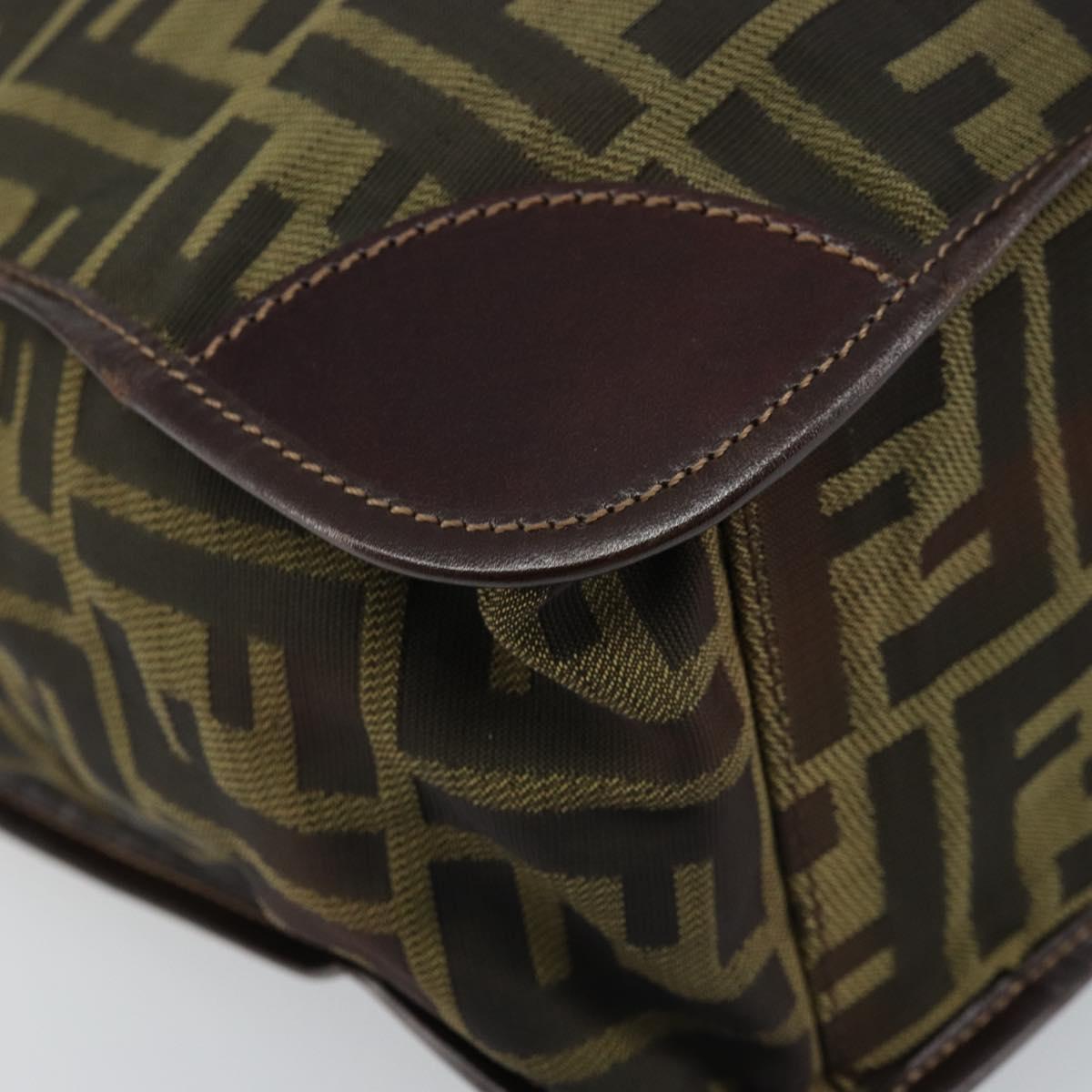 FENDI Zucca Canvas Hand Bag Black Brown Auth ep13634