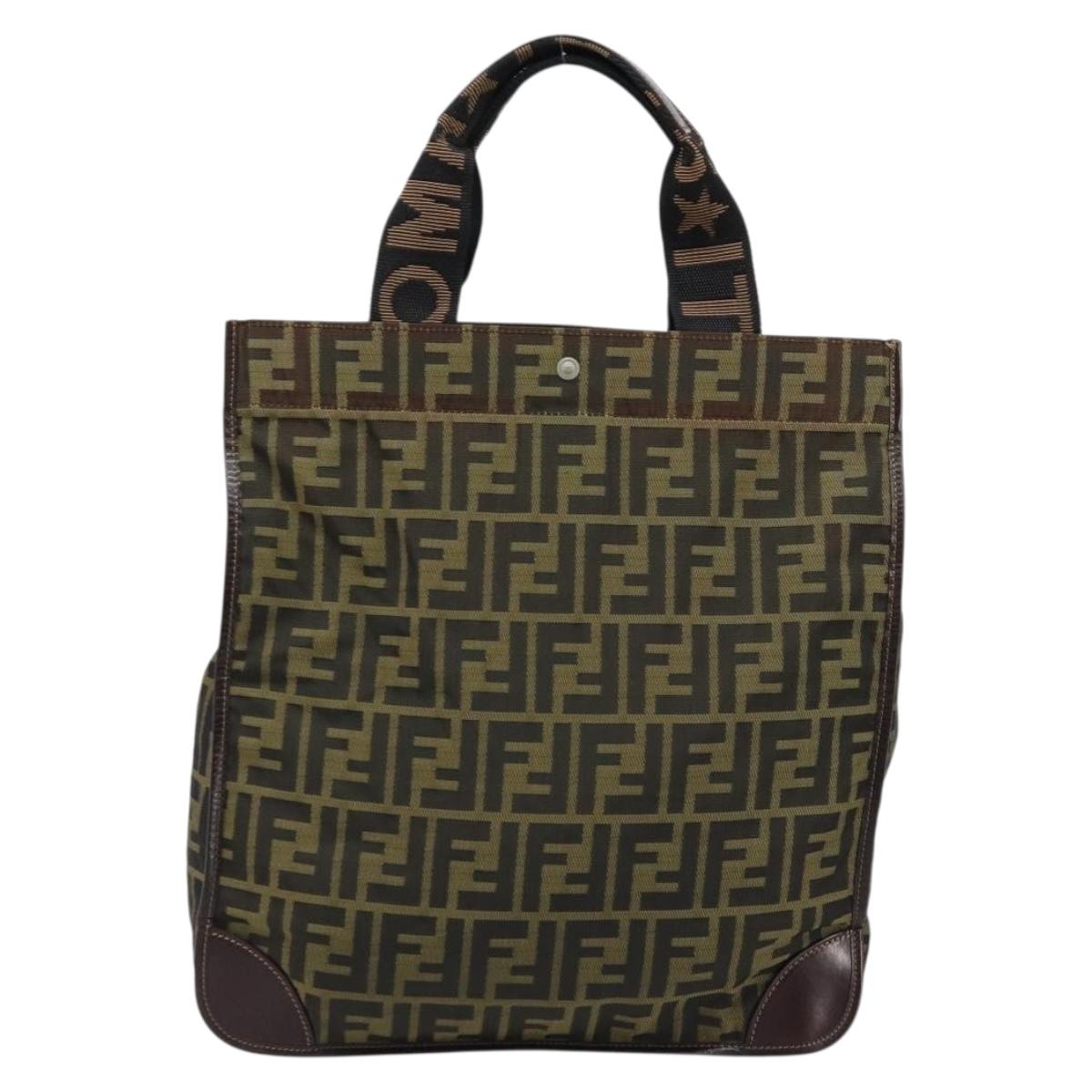 FENDI Zucca Canvas Hand Bag Black Brown Auth ep13634