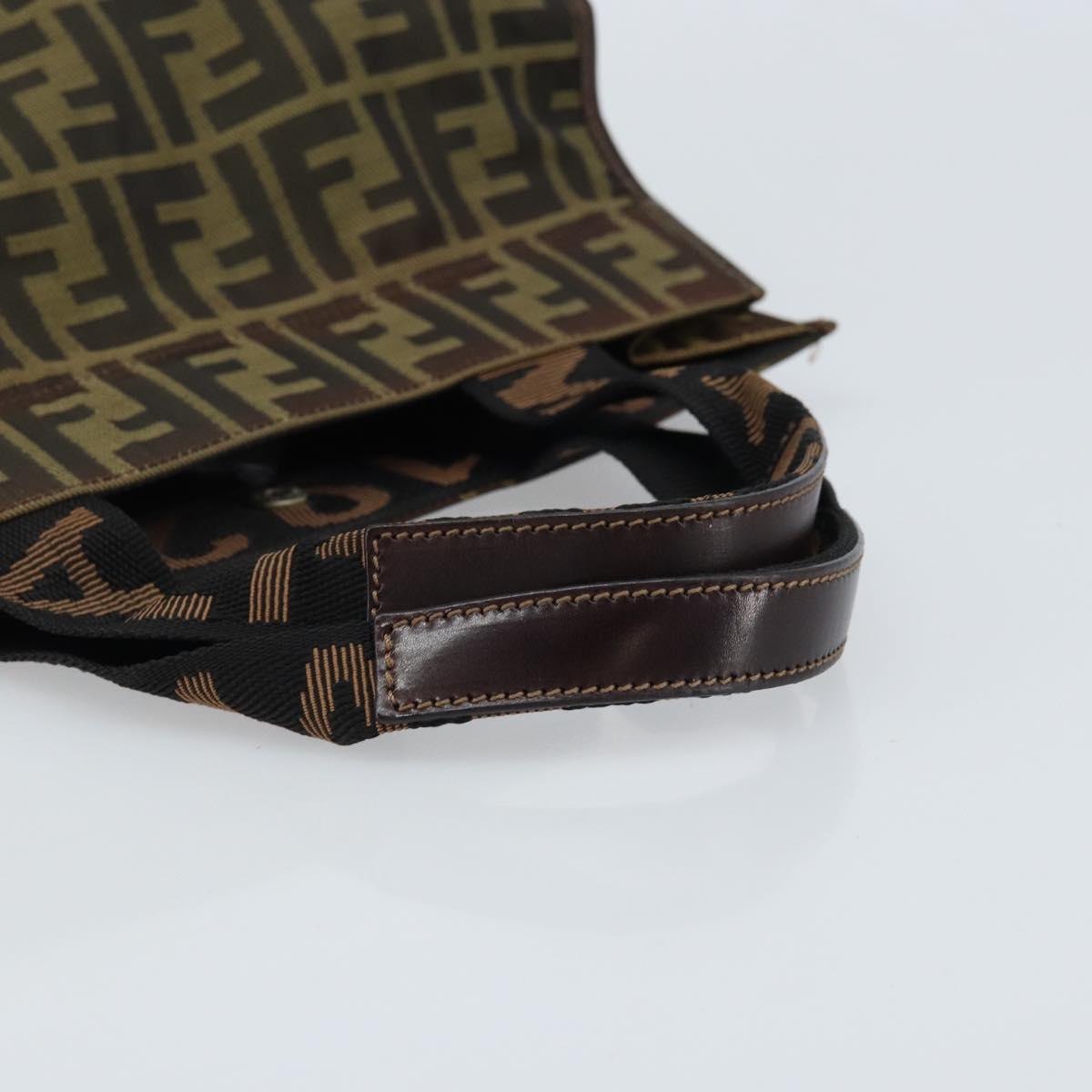 FENDI Zucca Canvas Hand Bag Black Brown Auth ep13634