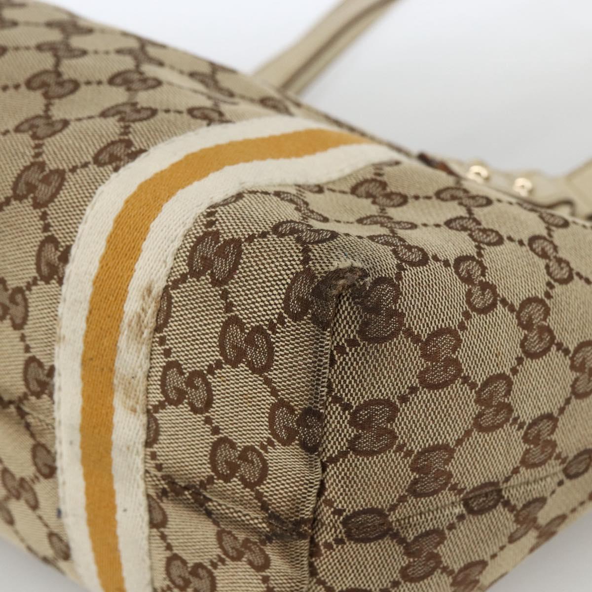 GUCCI GG Canvas Sherry Line Hand Bag Beige Gold 137396 Auth ep13635