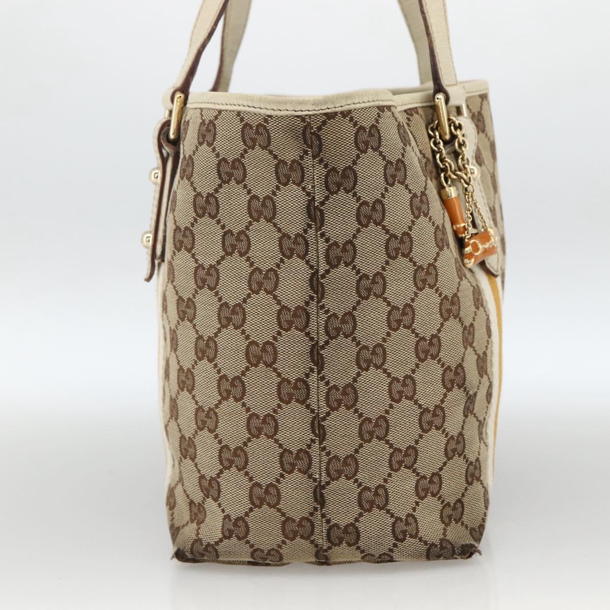 GUCCI GG Canvas Sherry Line Hand Bag Beige Gold 137396 Auth ep13635