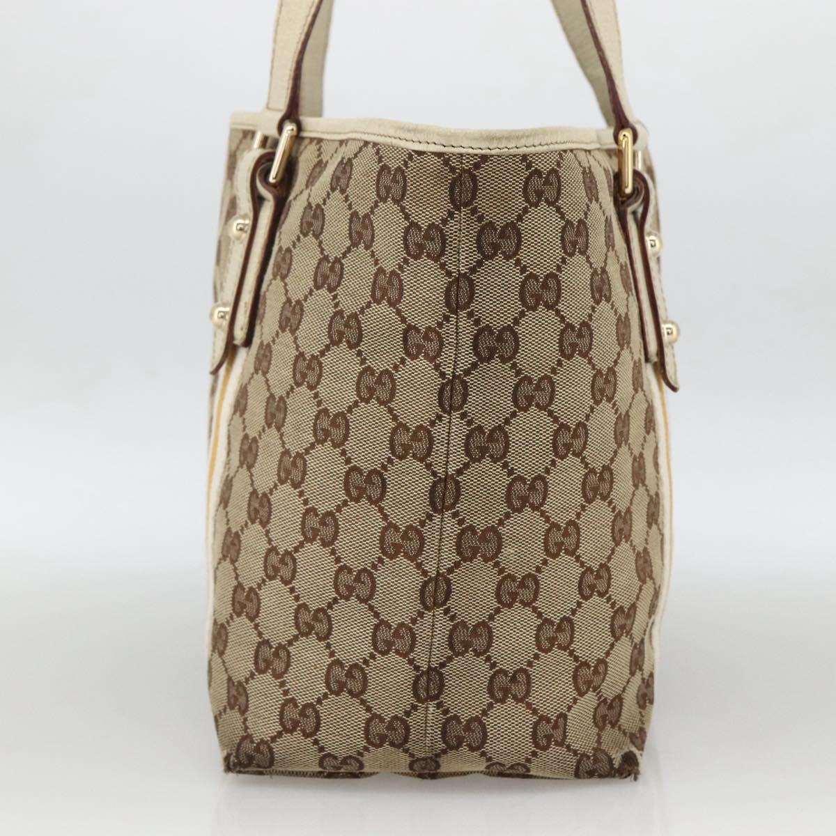 GUCCI GG Canvas Sherry Line Hand Bag Beige Gold 137396 Auth ep13635