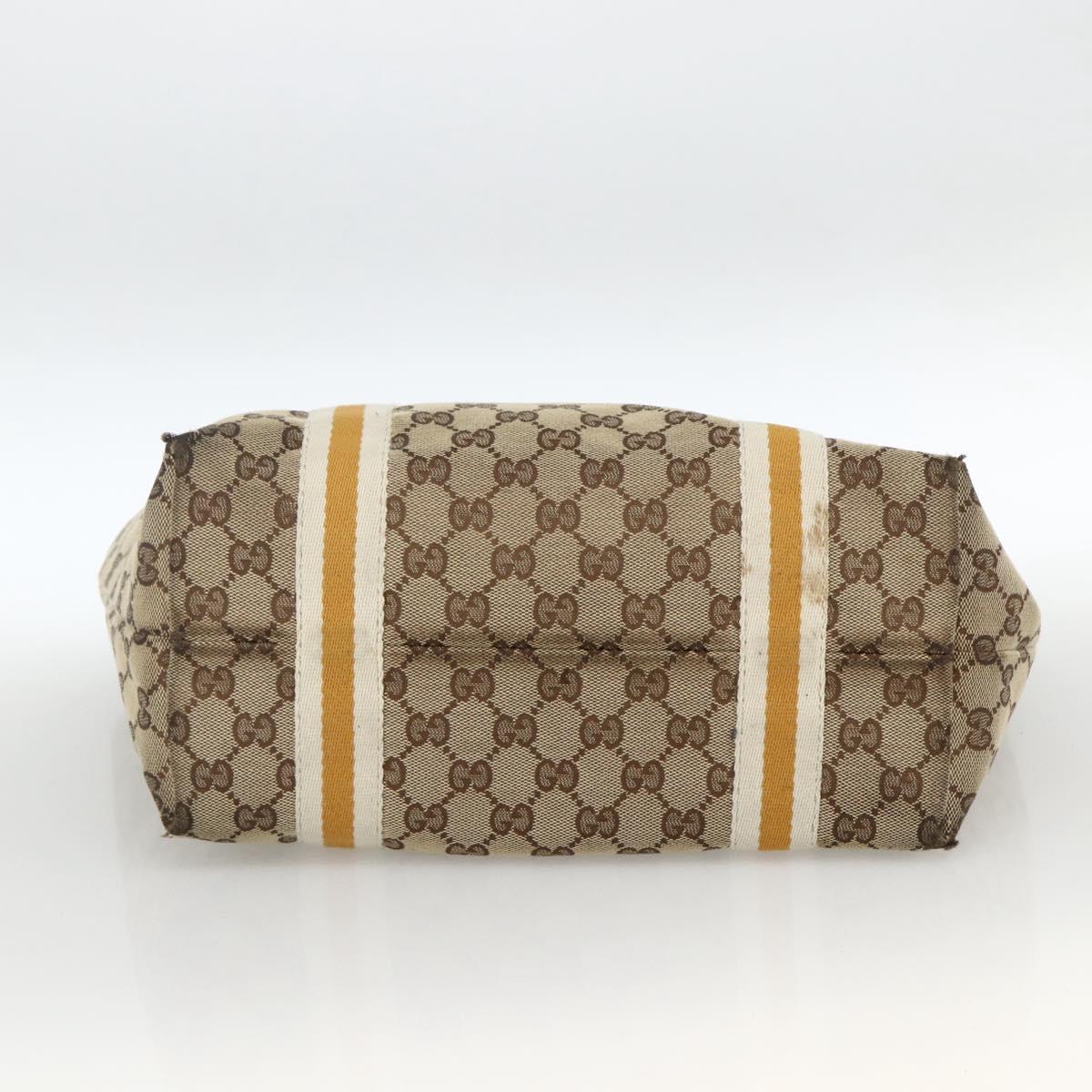 GUCCI GG Canvas Sherry Line Hand Bag Beige Gold 137396 Auth ep13635