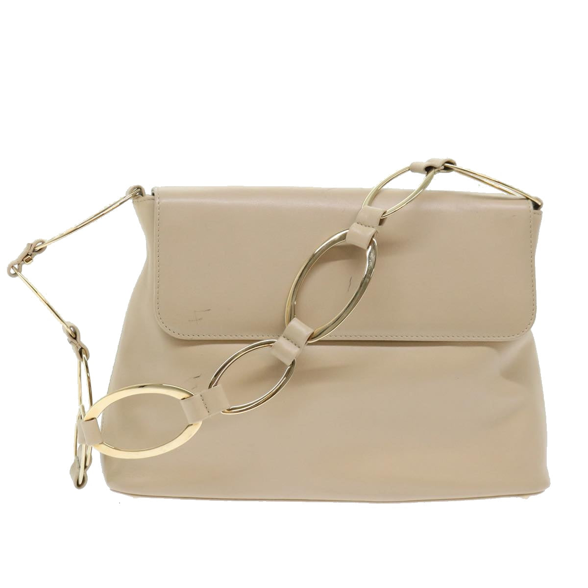 GUCCI Shoulder Bag Leather Beige 0013444180 Auth ep1364