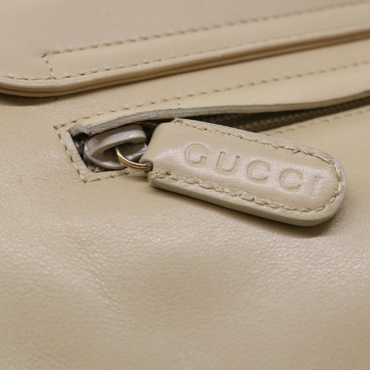 GUCCI Shoulder Bag Leather Beige 0013444180 Auth ep1364