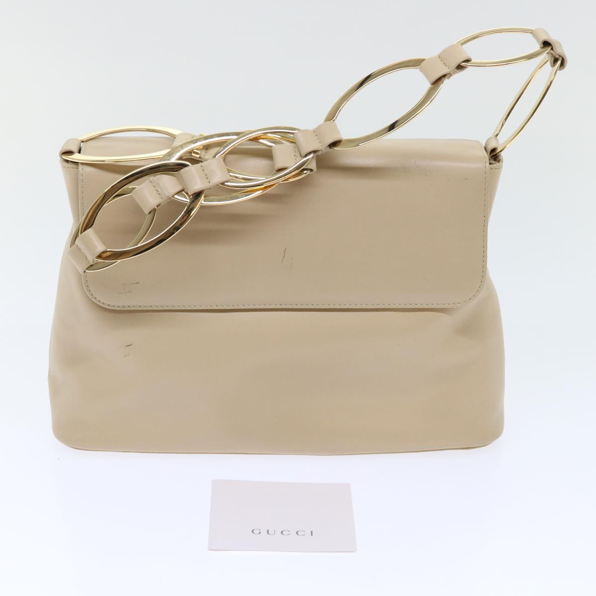 GUCCI Shoulder Bag Leather Beige 0013444180 Auth ep1364