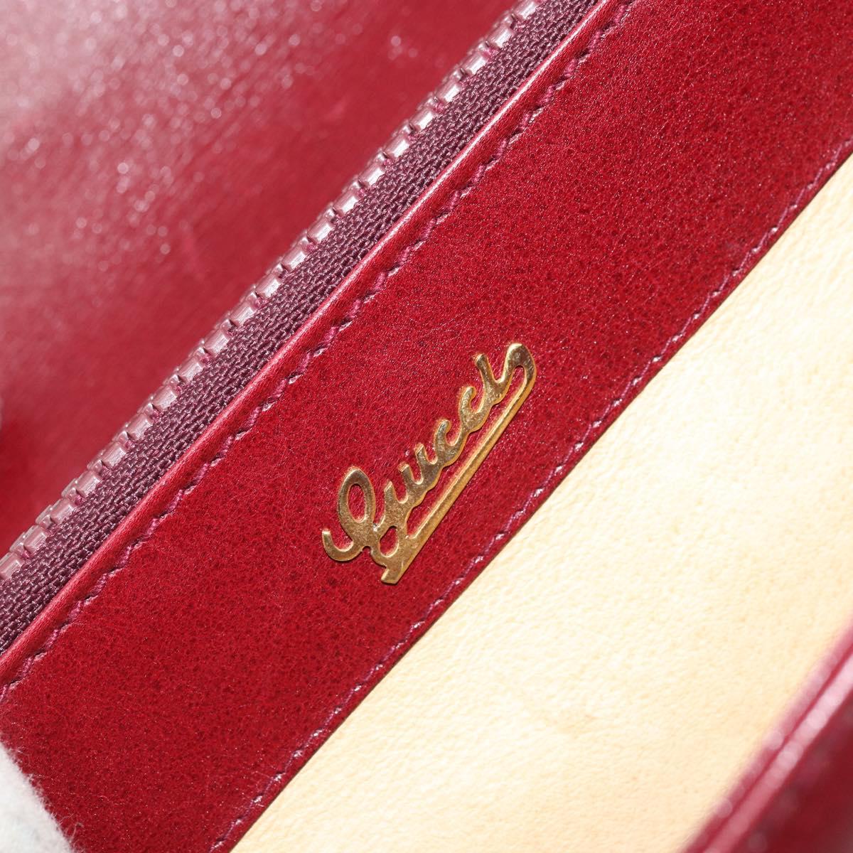 GUCCI Horsebit Shoulder Bag Leather Red Gold Auth ep13642