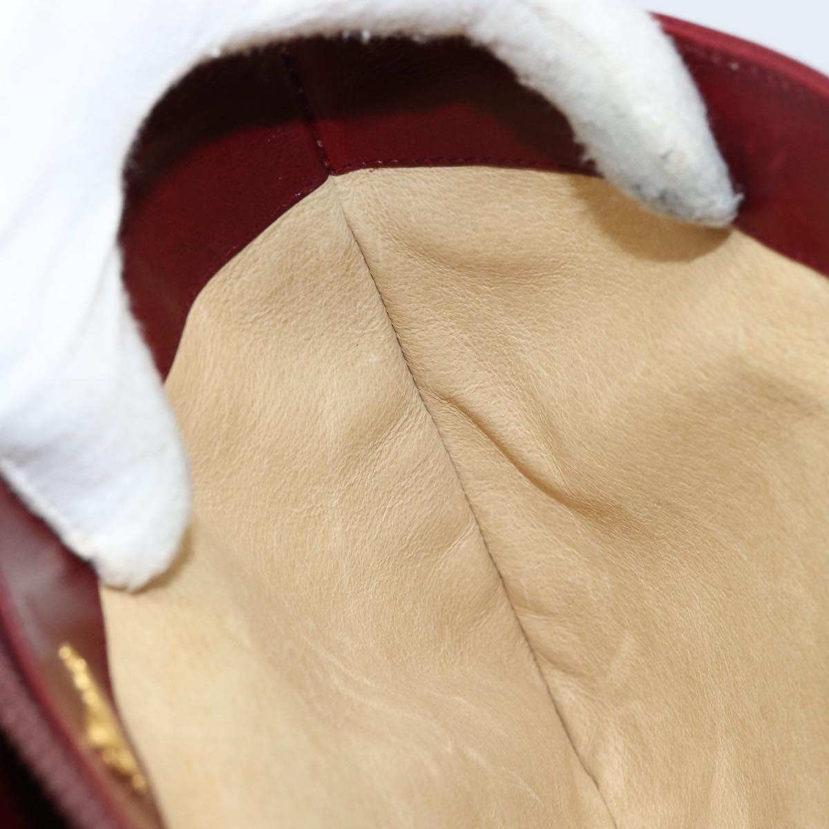 GUCCI Horsebit Shoulder Bag Leather Red Gold Auth ep13642