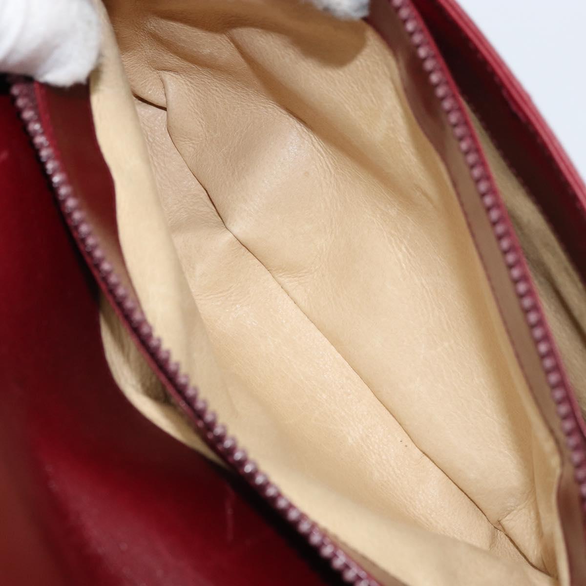 GUCCI Horsebit Shoulder Bag Leather Red Gold Auth ep13642