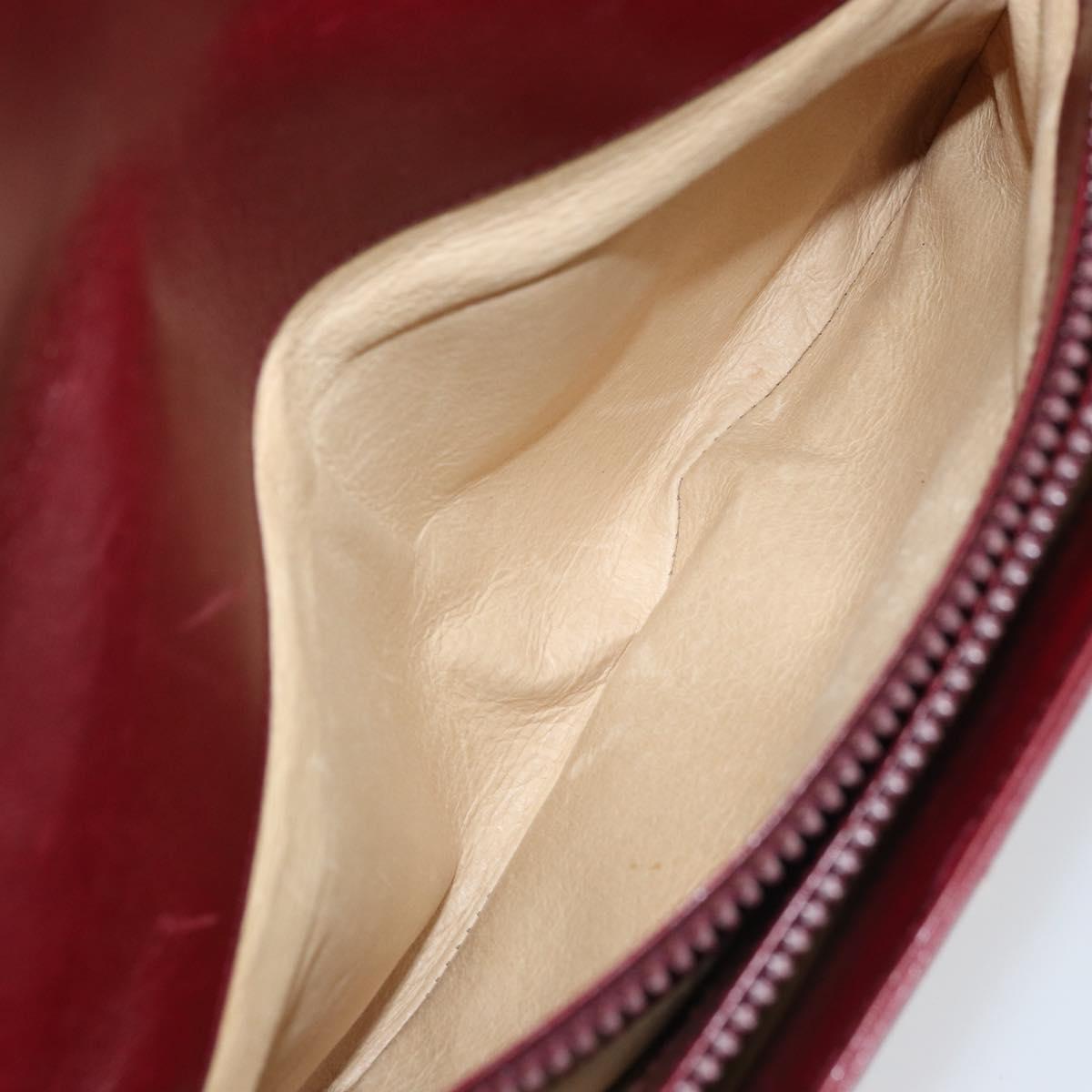 GUCCI Horsebit Shoulder Bag Leather Red Gold Auth ep13642