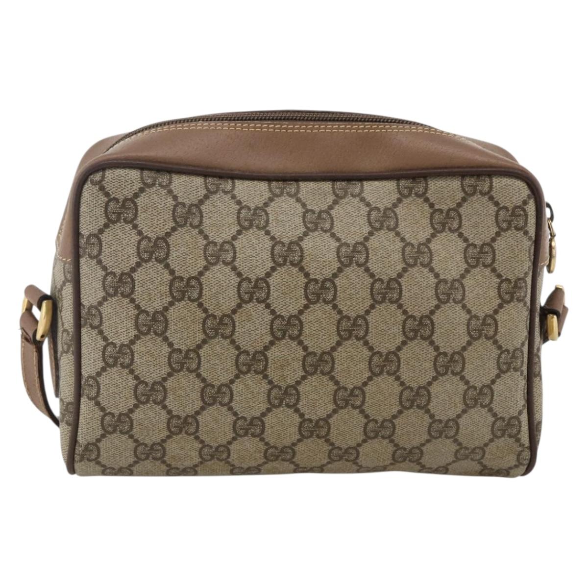GUCCI GG Supreme Web Sherry Line Bag PVC Beige Gold 001 44 6655 Auth ep13643