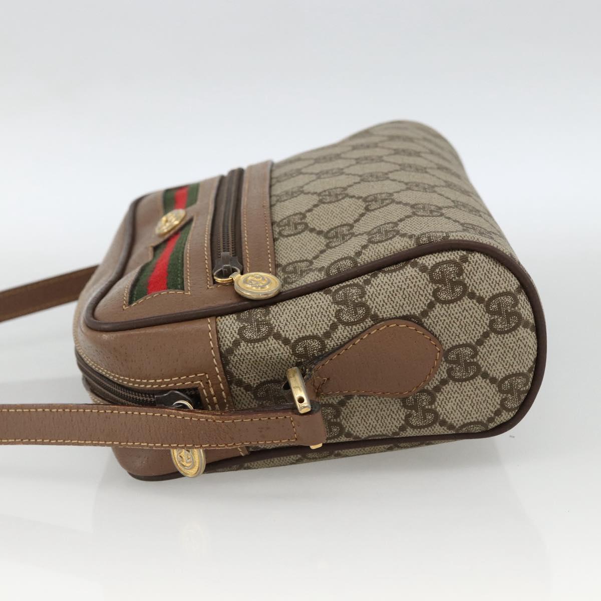 GUCCI GG Supreme Web Sherry Line Bag PVC Beige Gold 001 44 6655 Auth ep13643