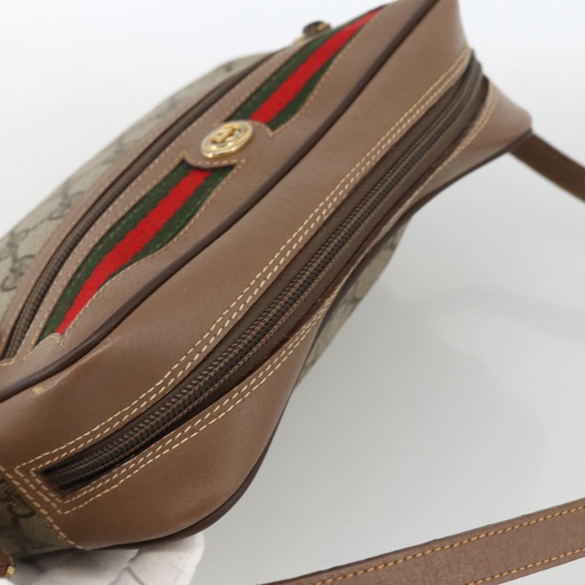 GUCCI GG Supreme Web Sherry Line Bag PVC Beige Gold 001 44 6655 Auth ep13643
