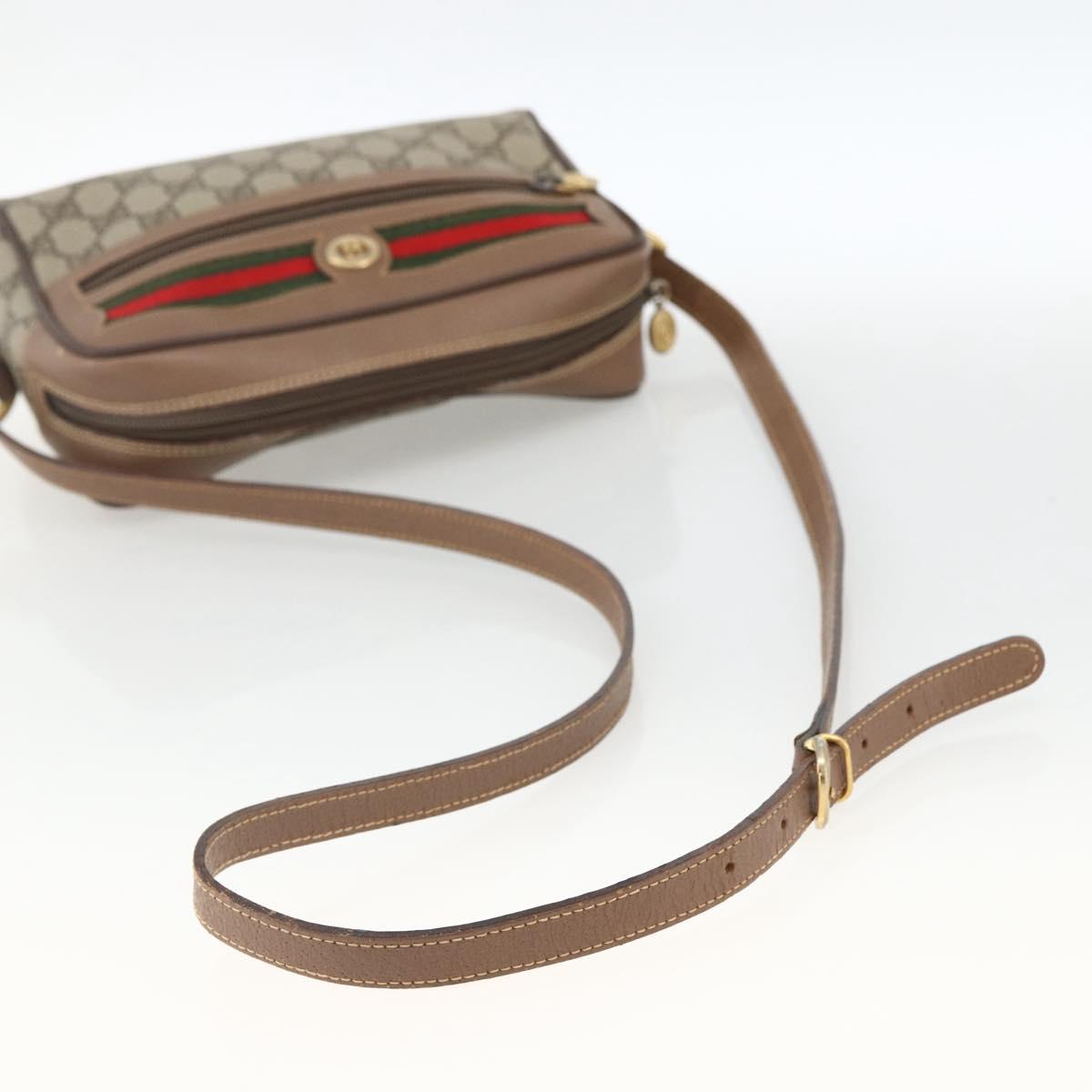 GUCCI GG Supreme Web Sherry Line Bag PVC Beige Gold 001 44 6655 Auth ep13643