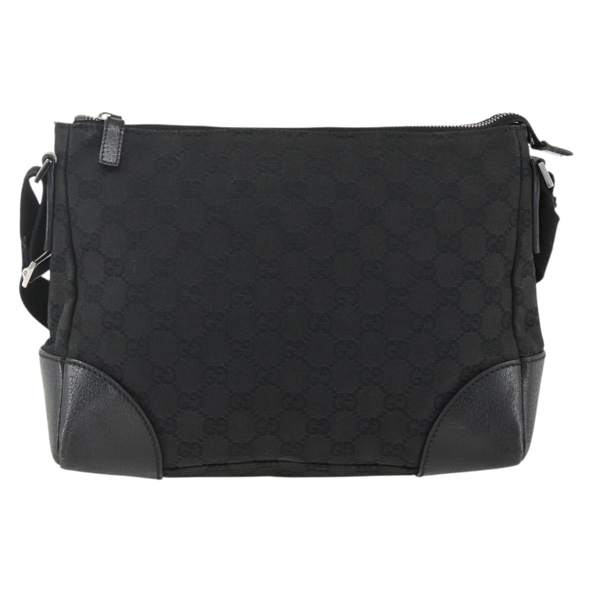 GUCCI GG Canvas Shoulder Bag Black Silver 114273 Auth ep13647