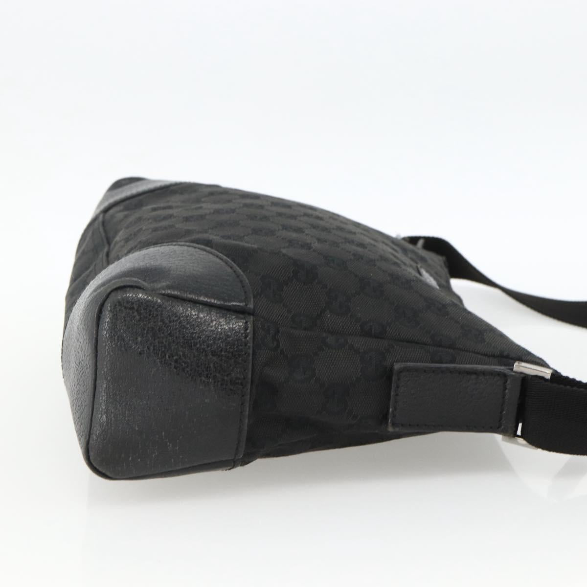 GUCCI GG Canvas Shoulder Bag Black Silver 114273 Auth ep13647