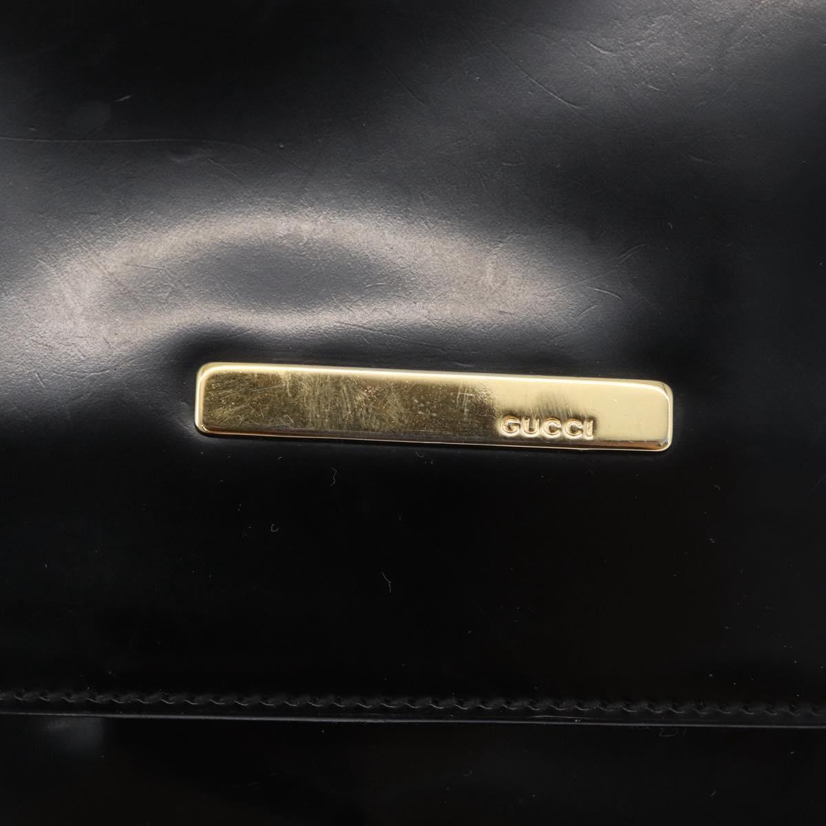 GUCCI Shoulder Bag Patent leather Black Gold Auth ep13648