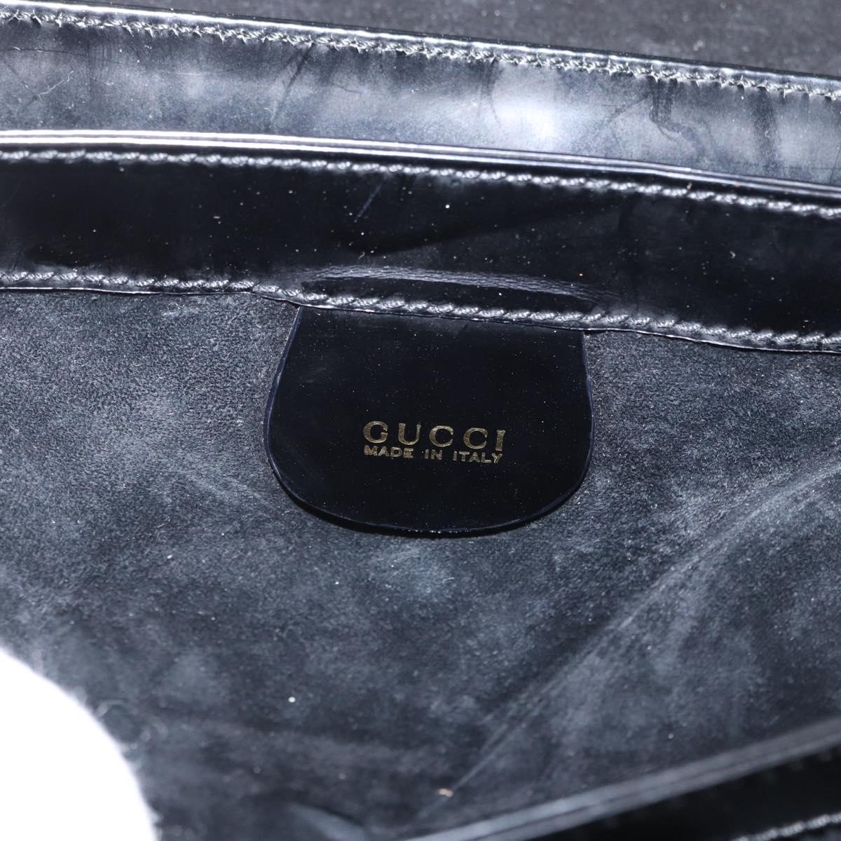 GUCCI Shoulder Bag Patent leather Black Gold Auth ep13648
