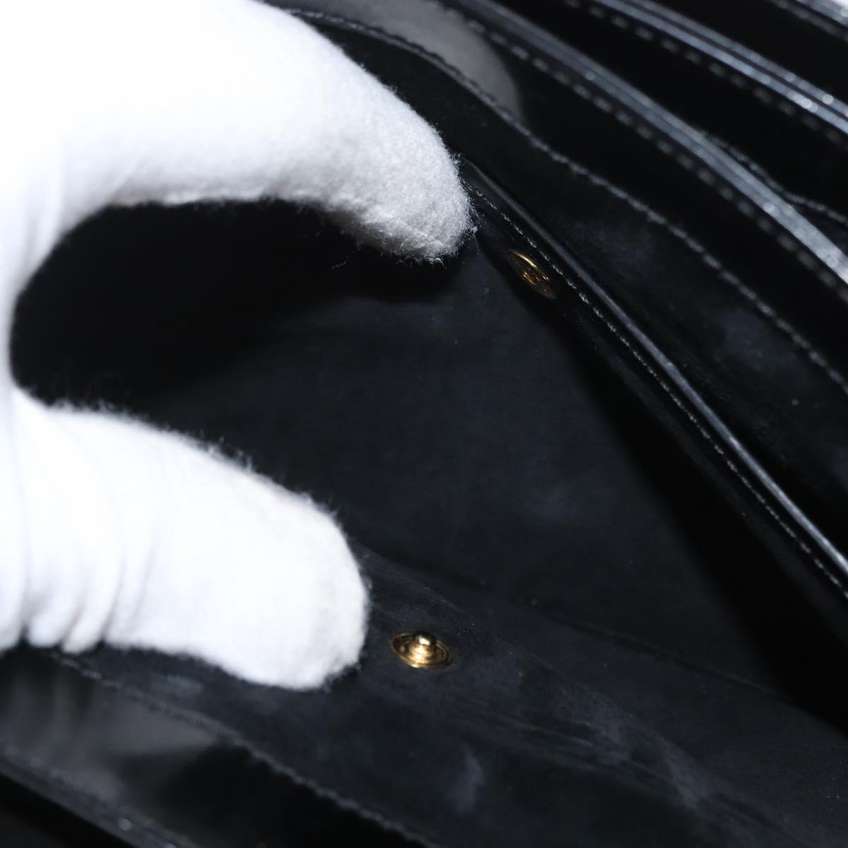 GUCCI Shoulder Bag Patent leather Black Gold Auth ep13648