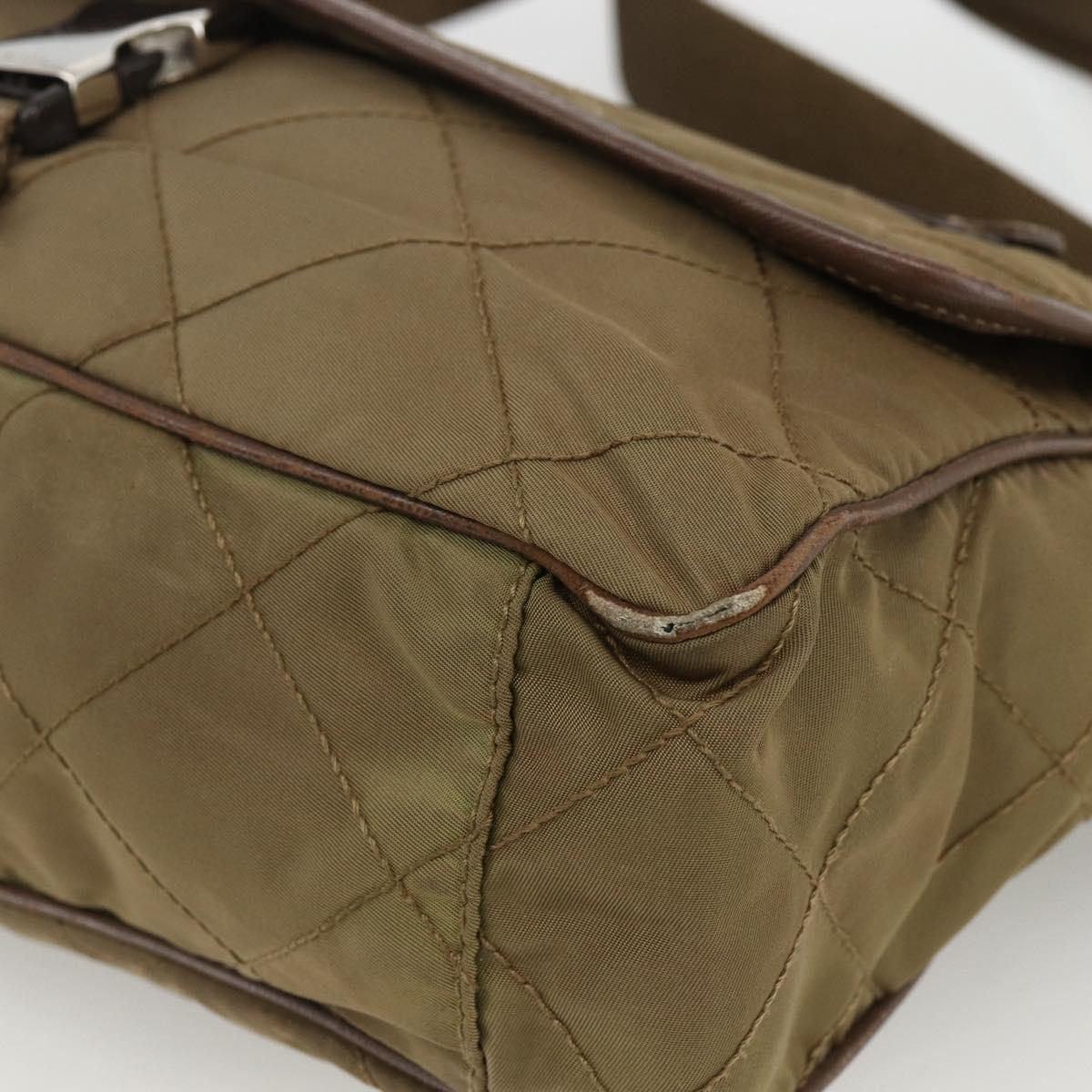 PRADA Shoulder Bag Nylon Brown Silver Auth ep13655