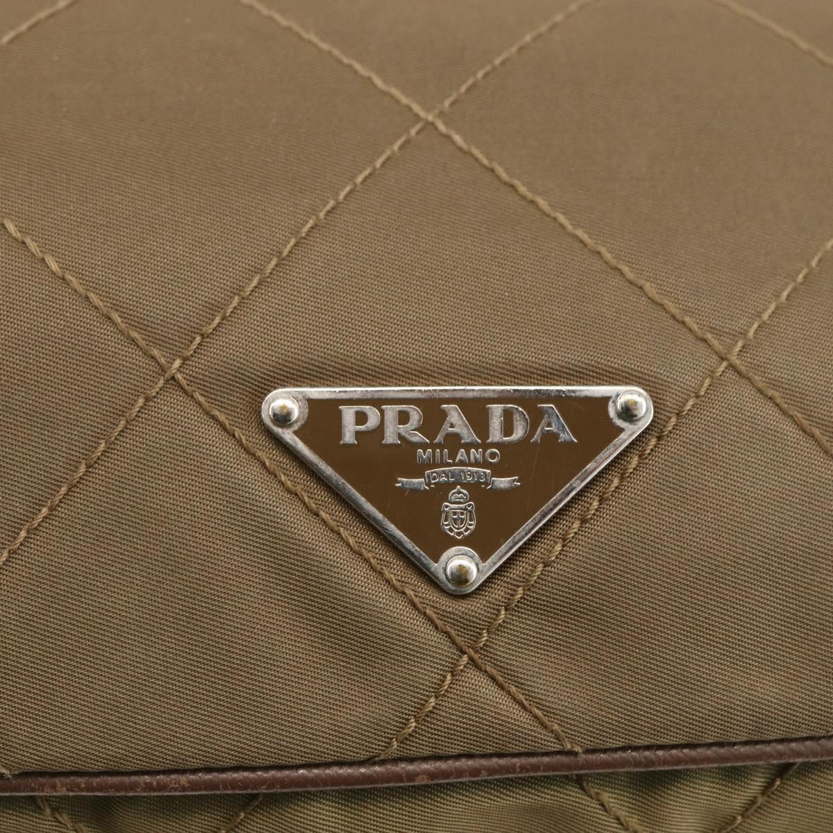 PRADA Shoulder Bag Nylon Brown Silver Auth ep13655