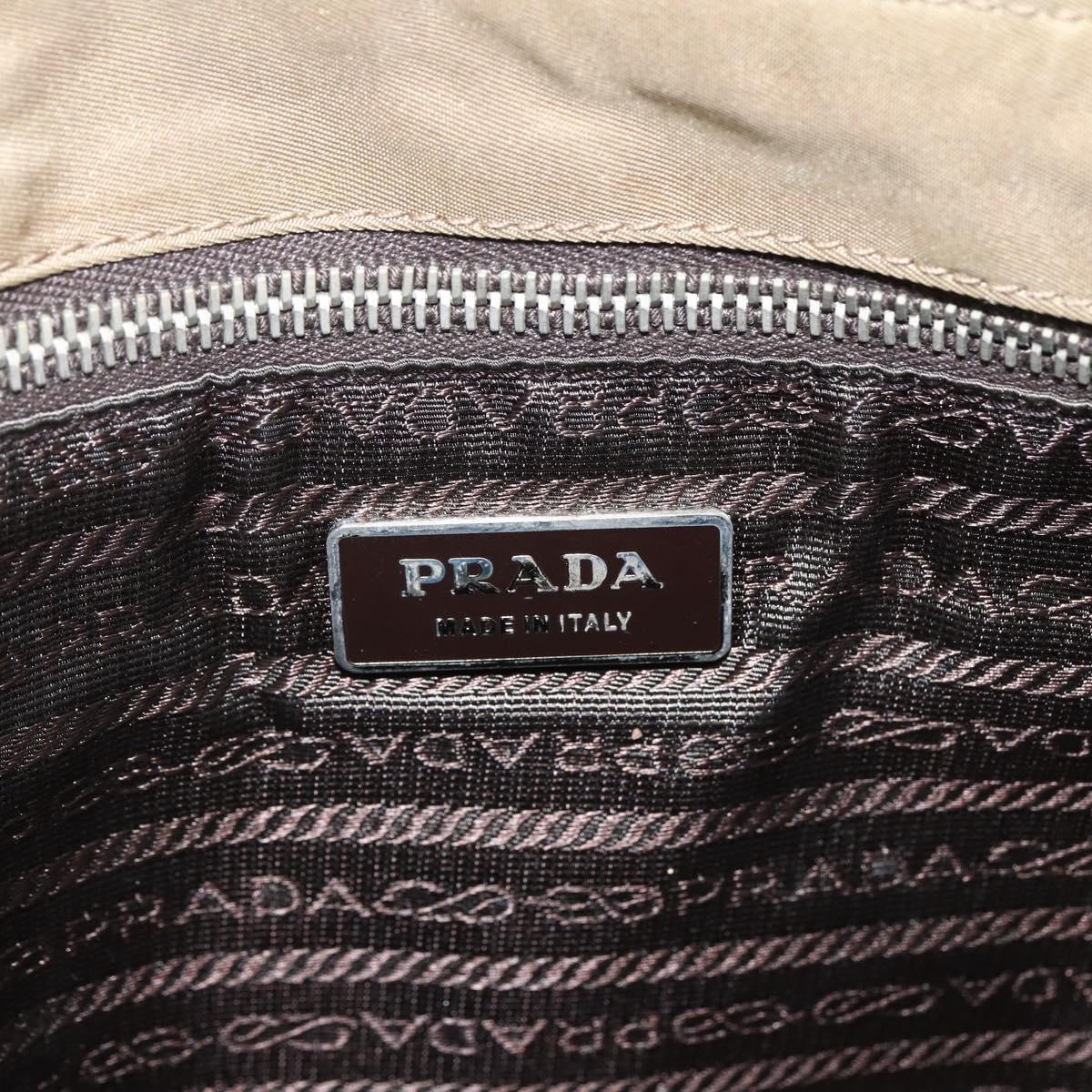 PRADA Shoulder Bag Nylon Brown Silver Auth ep13655