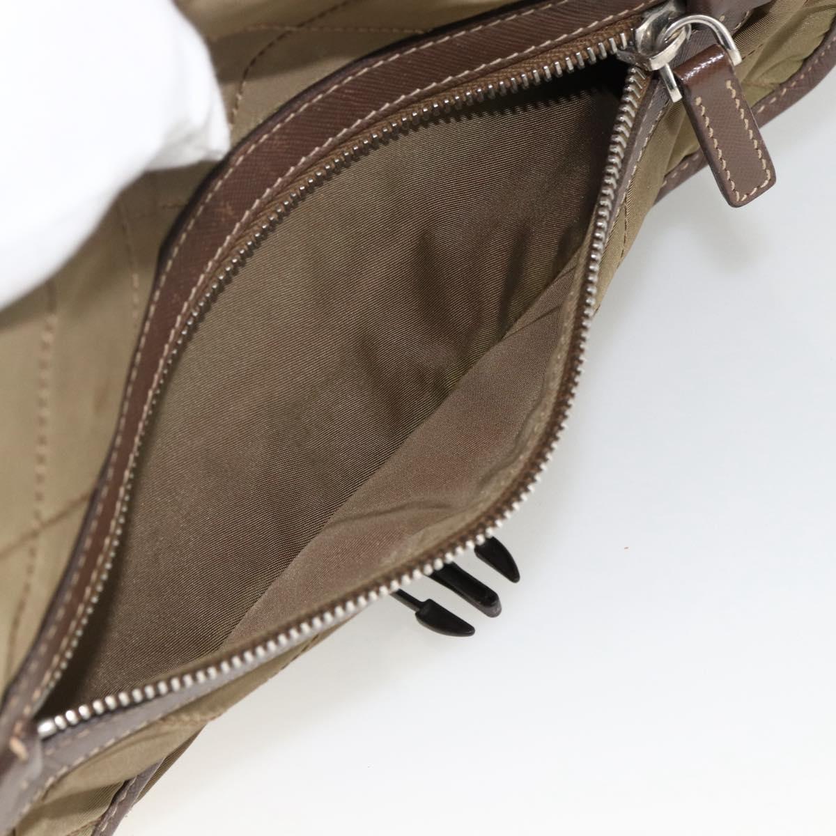 PRADA Shoulder Bag Nylon Brown Silver Auth ep13655