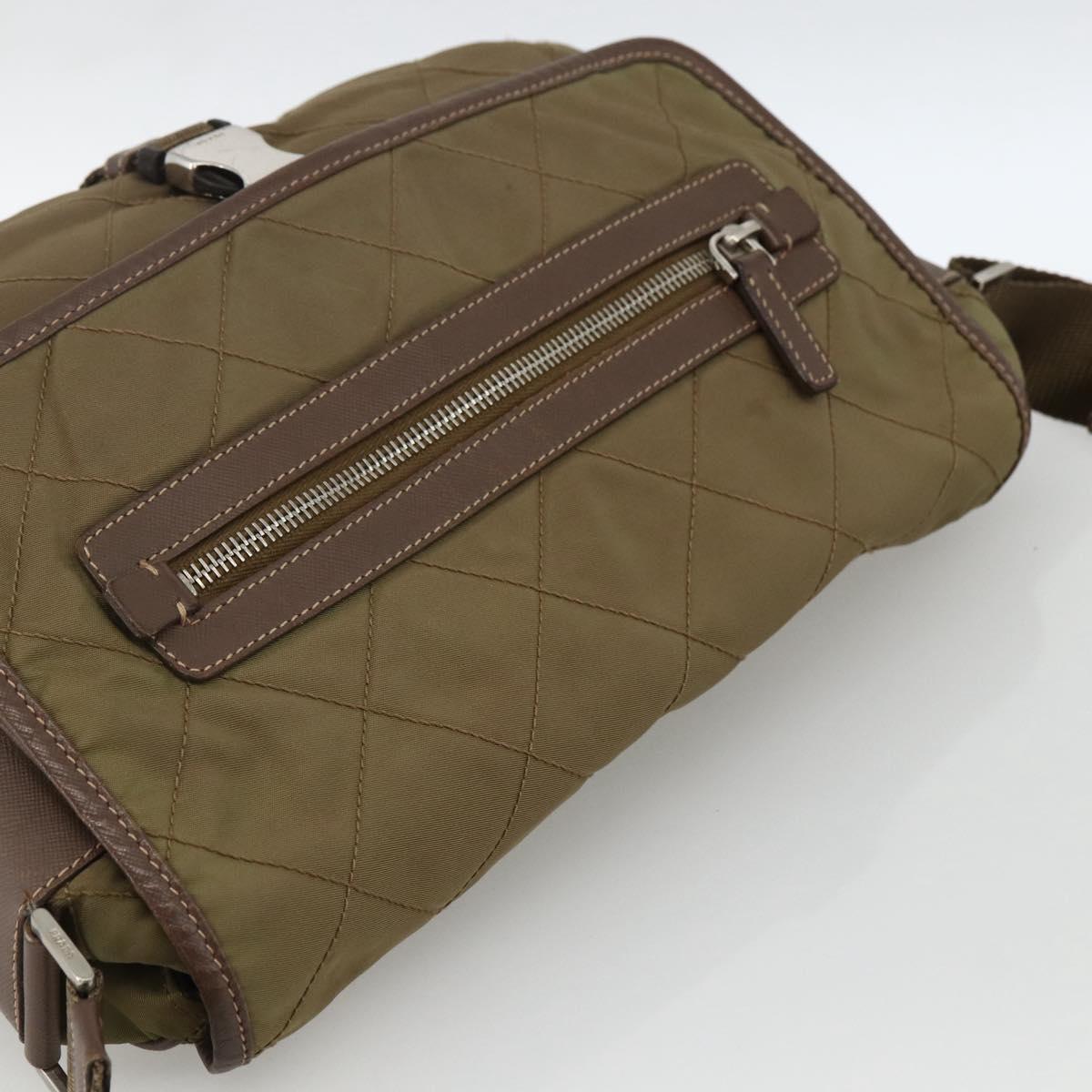 PRADA Shoulder Bag Nylon Brown Silver Auth ep13655