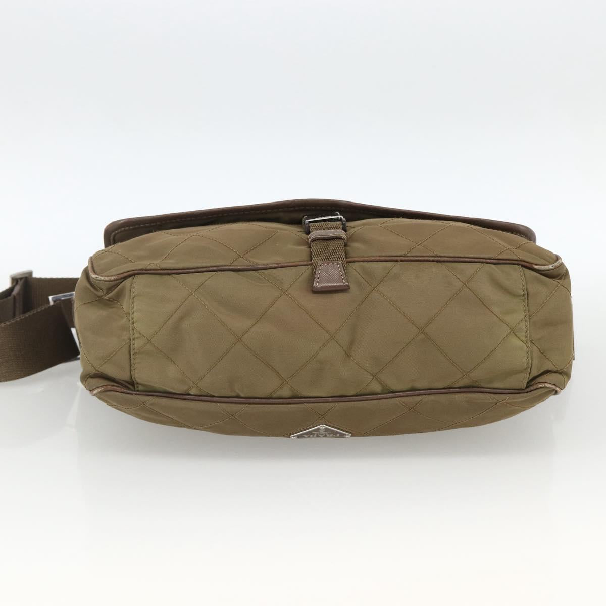 PRADA Shoulder Bag Nylon Brown Silver Auth ep13655